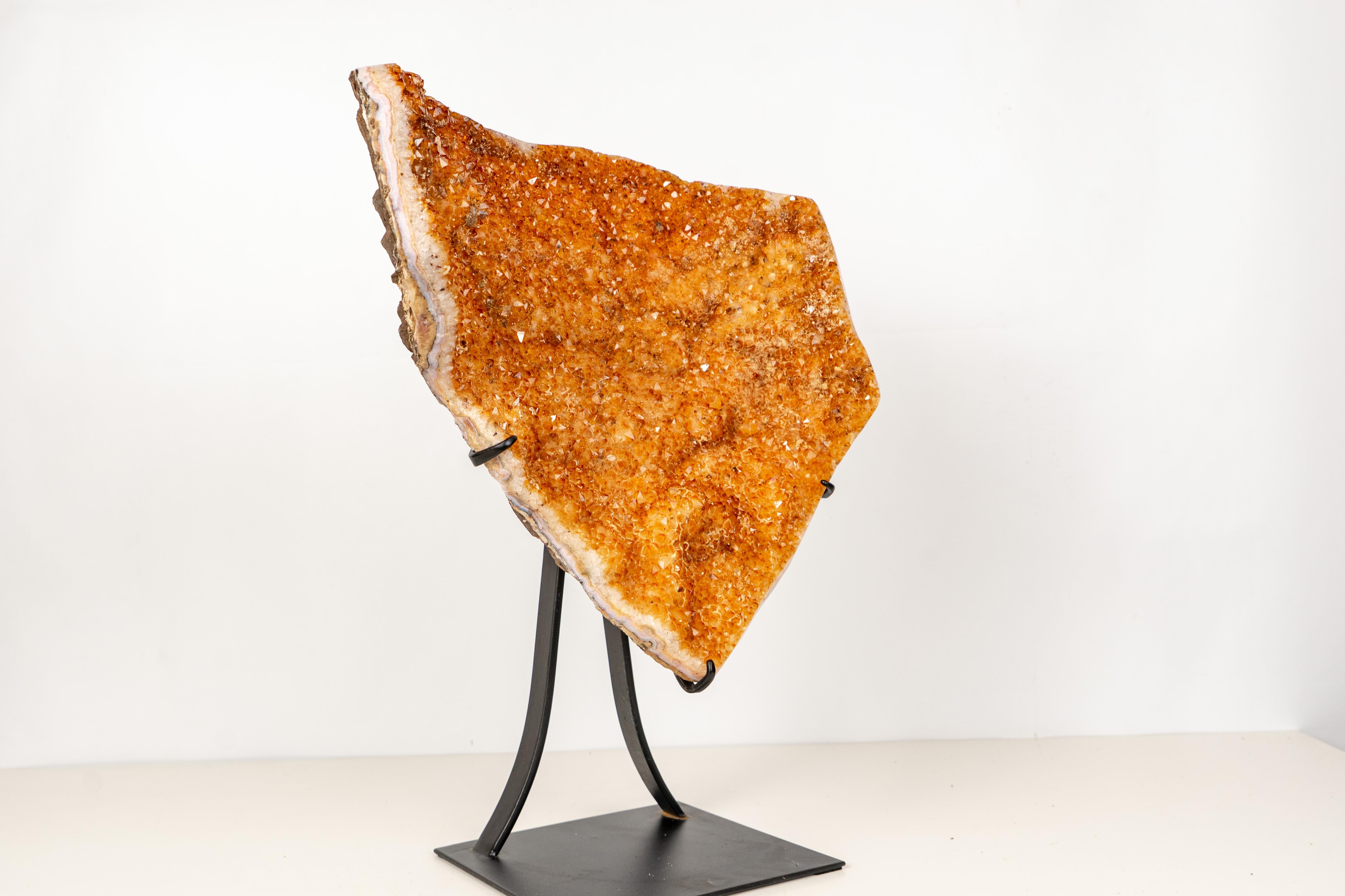 Sculptural Large Citrine Crystal Cluster on Stand

▫️Description

An exceptional Citrine cluster, this large specimen features a well-formed, naturally aesthetic formation with sparkling, high-grade golden-orange Citrine druzy. Bold and full of