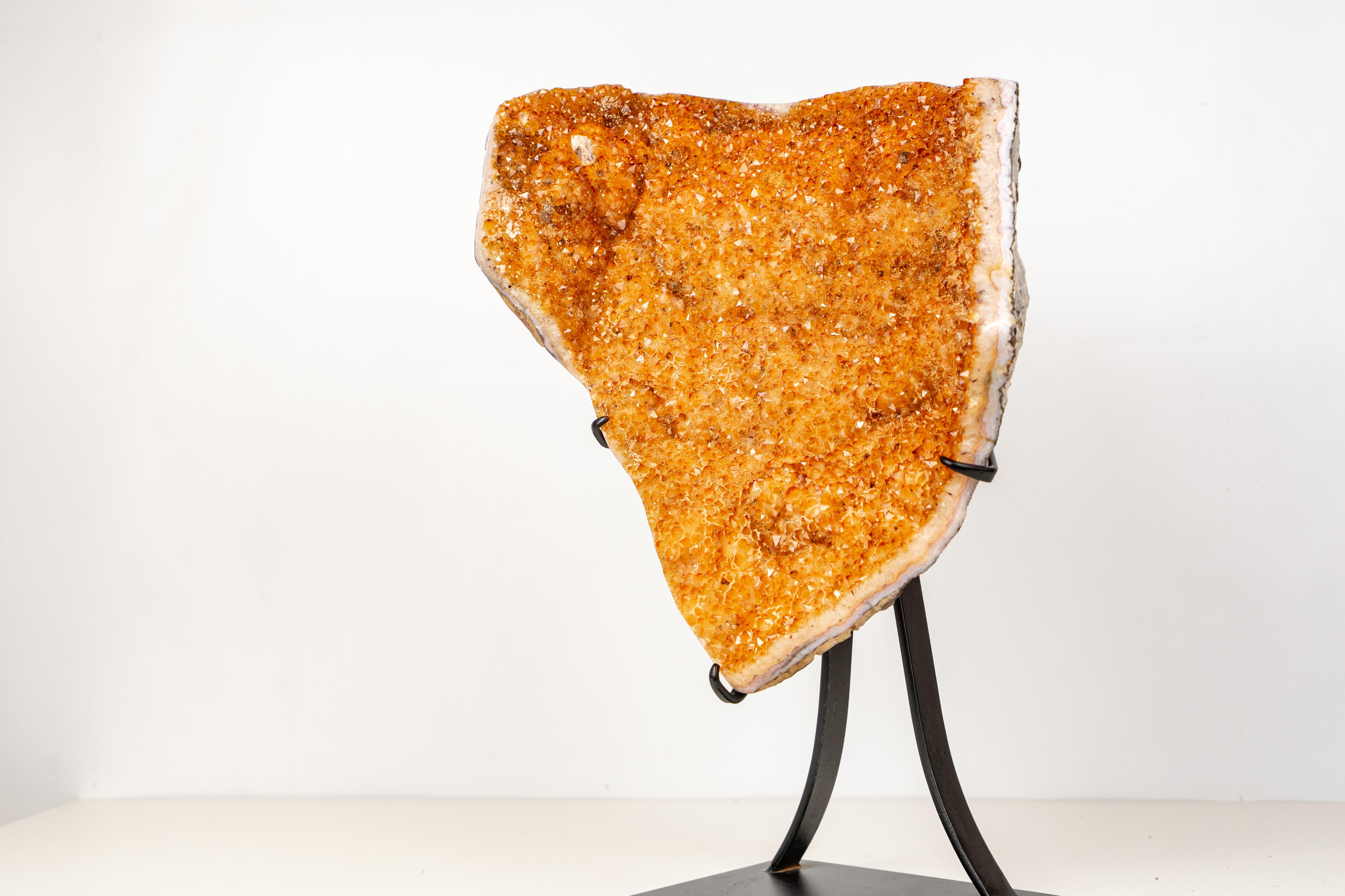 Brazilian Large Sculptural Citrine Cluster on Custom Stand For Sale