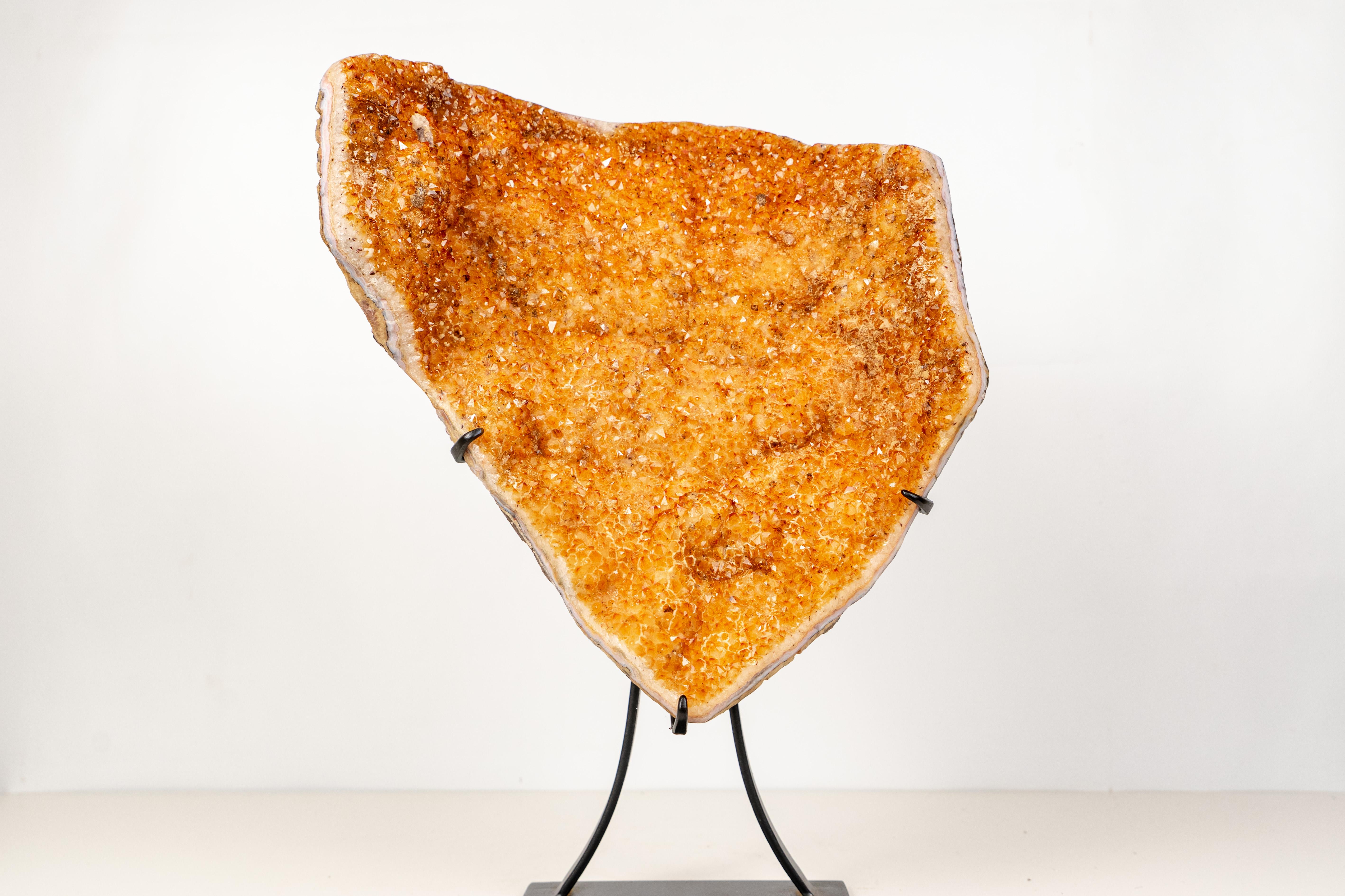 Contemporary Large Sculptural Citrine Cluster on Custom Stand For Sale