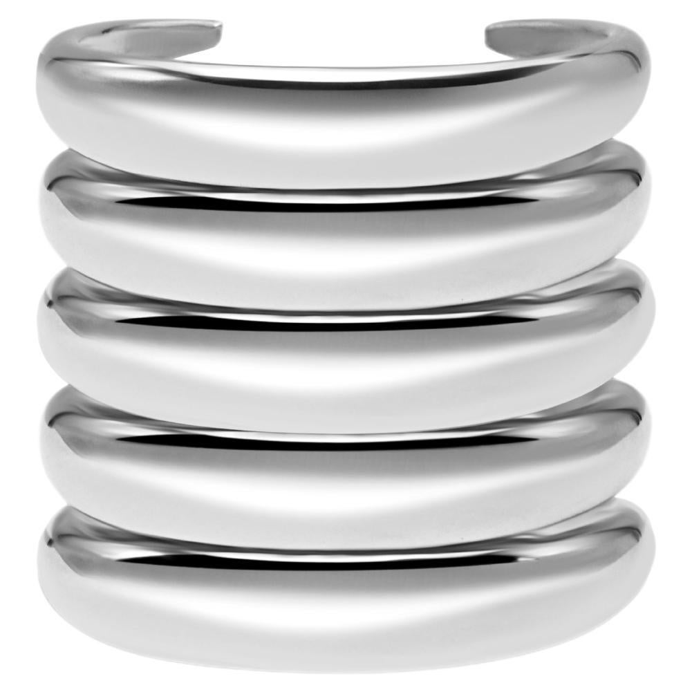 Sterling Silver Sculptural Embracer Cuff Bracelet - Large For Sale