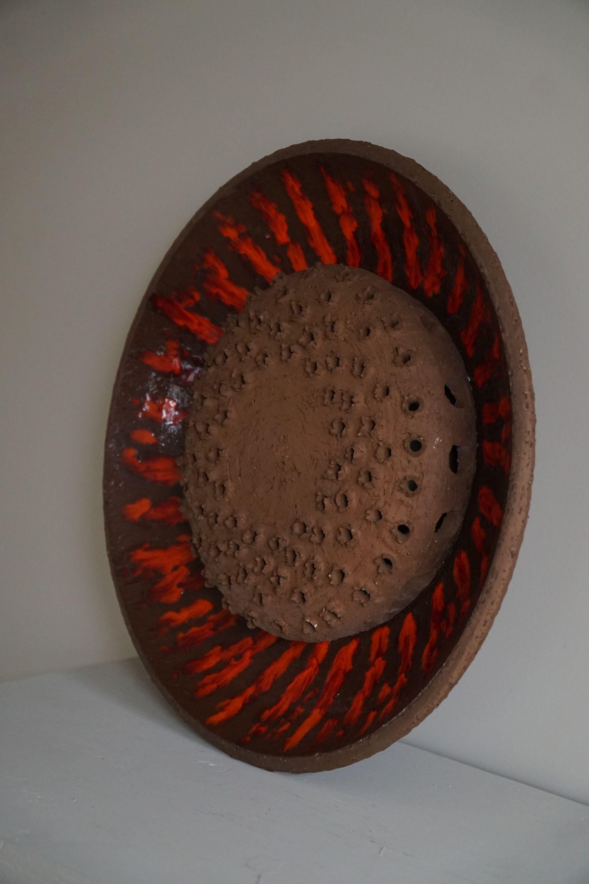 Large Sculptural Danish Ceramic Wall Sconce, Danish Mid-Century Modern, 1970s For Sale 3