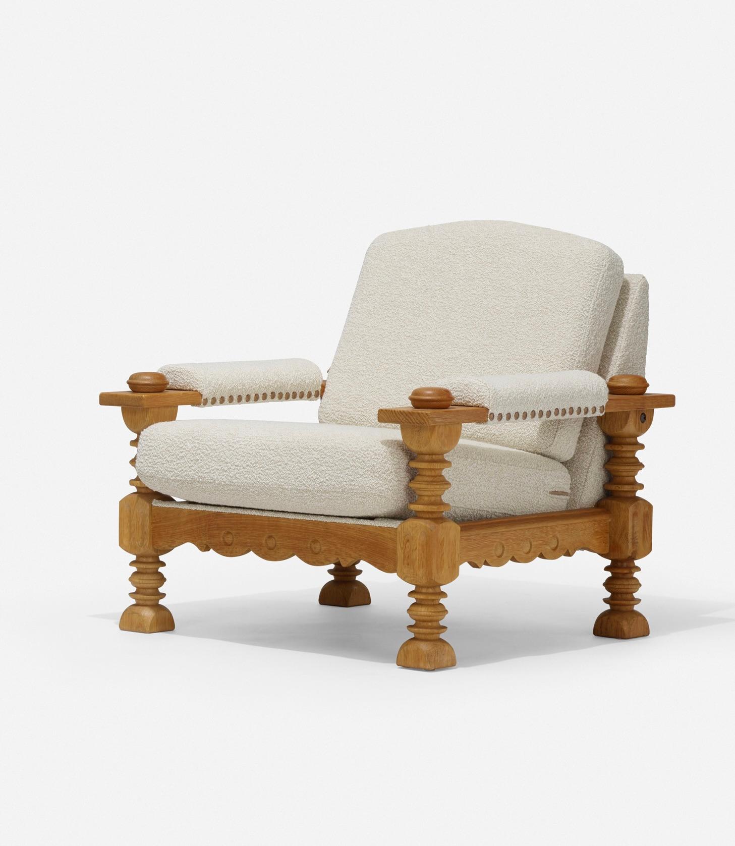 Large Sculptural Danish Oak Mid-Century Lounge Chairs For Sale 3