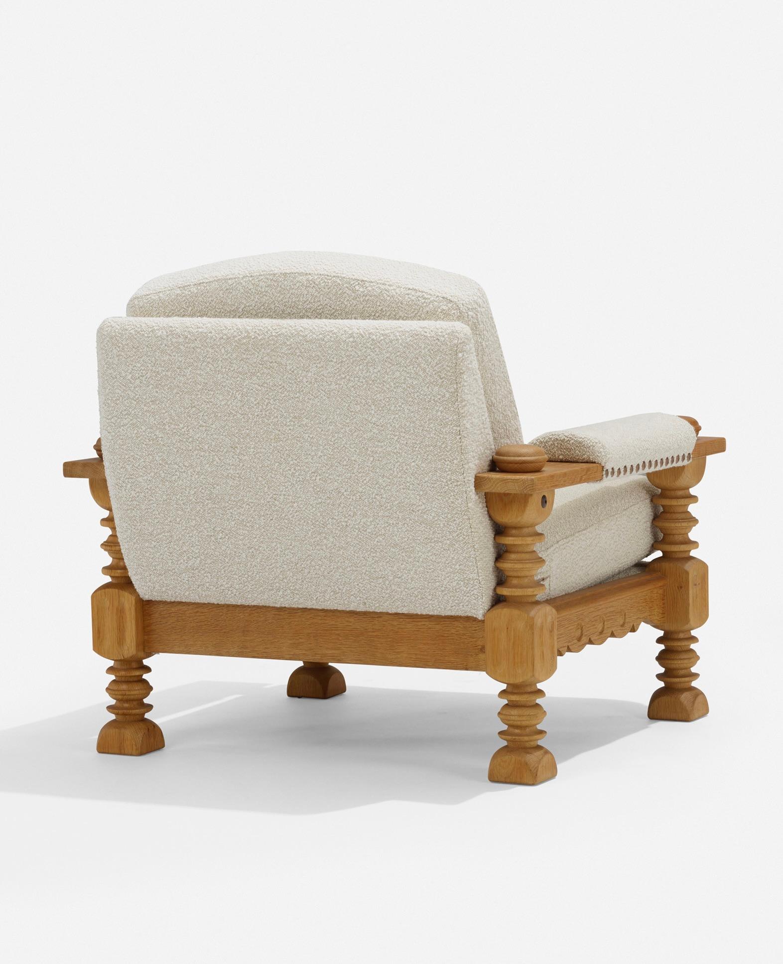 Large Sculptural Danish Oak Mid-Century Lounge Chairs For Sale 4