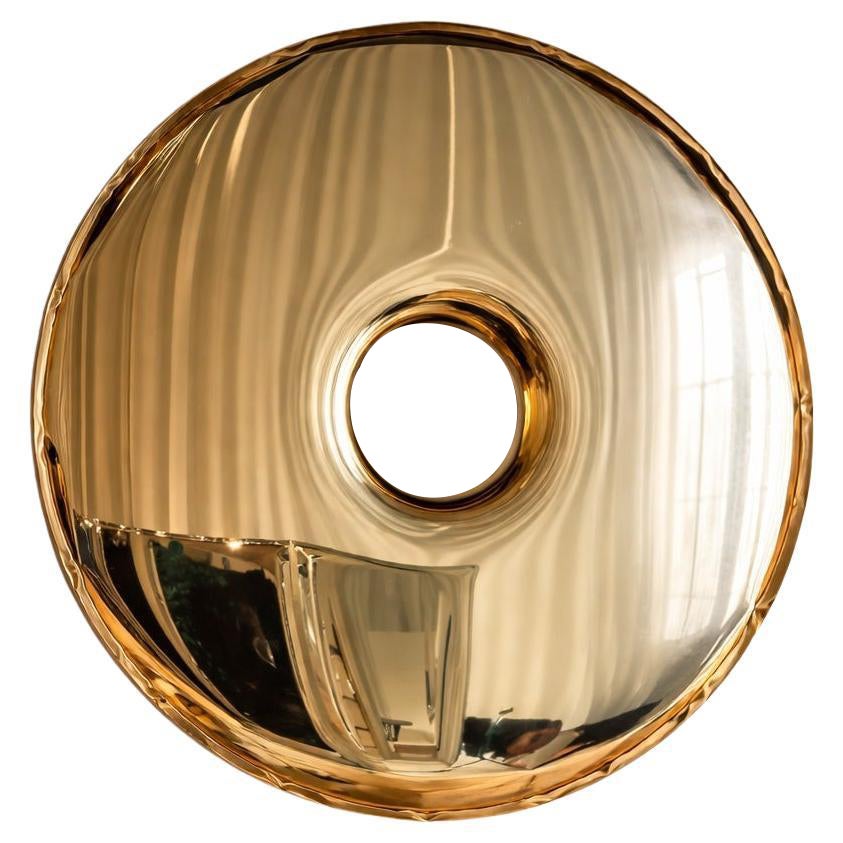 Large Sculptural Gilt Metal Wall Mirror, Circular Form, 100 cm