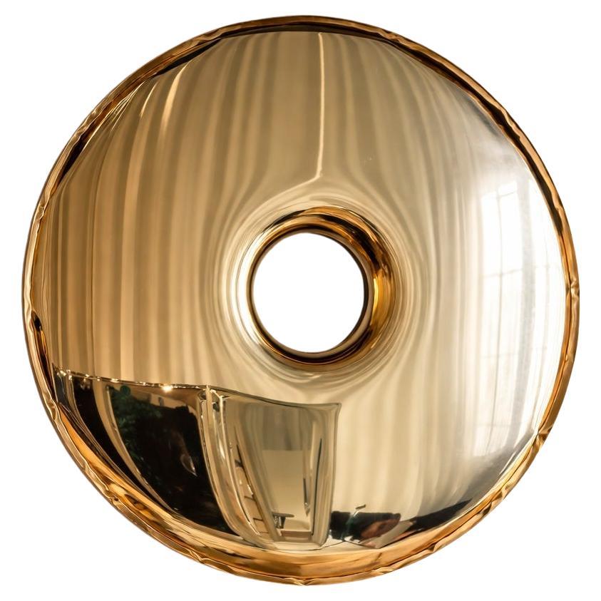Large Sculptural Gilt Metal Wall Mirror, Circular Form, 100 cm