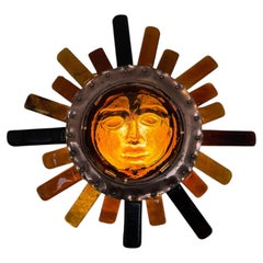 Large Sculptural Glass Sunburst Wall Light by Felipe Delfinger for Feders.