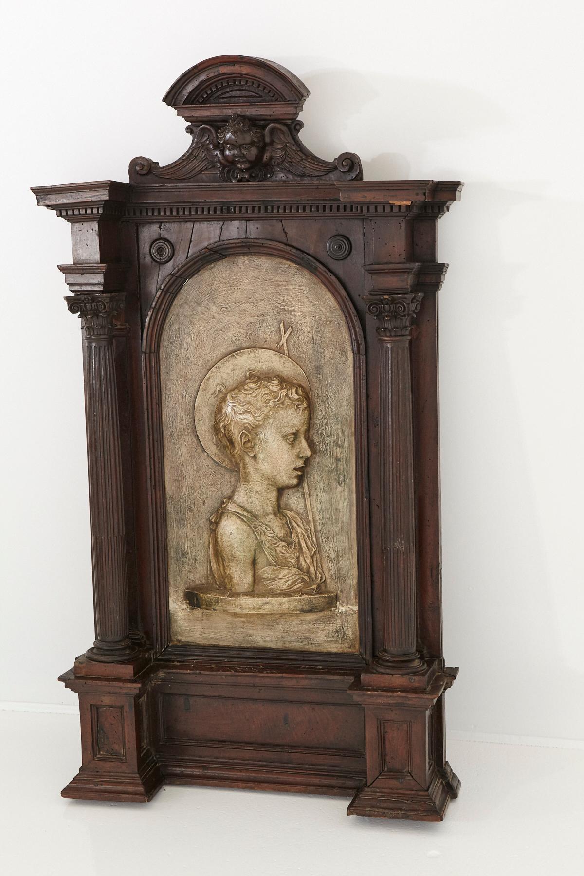Large Sculptural Italian Baroque Tabernacle Frame, Late 18th Century In Good Condition For Sale In Pau, FR