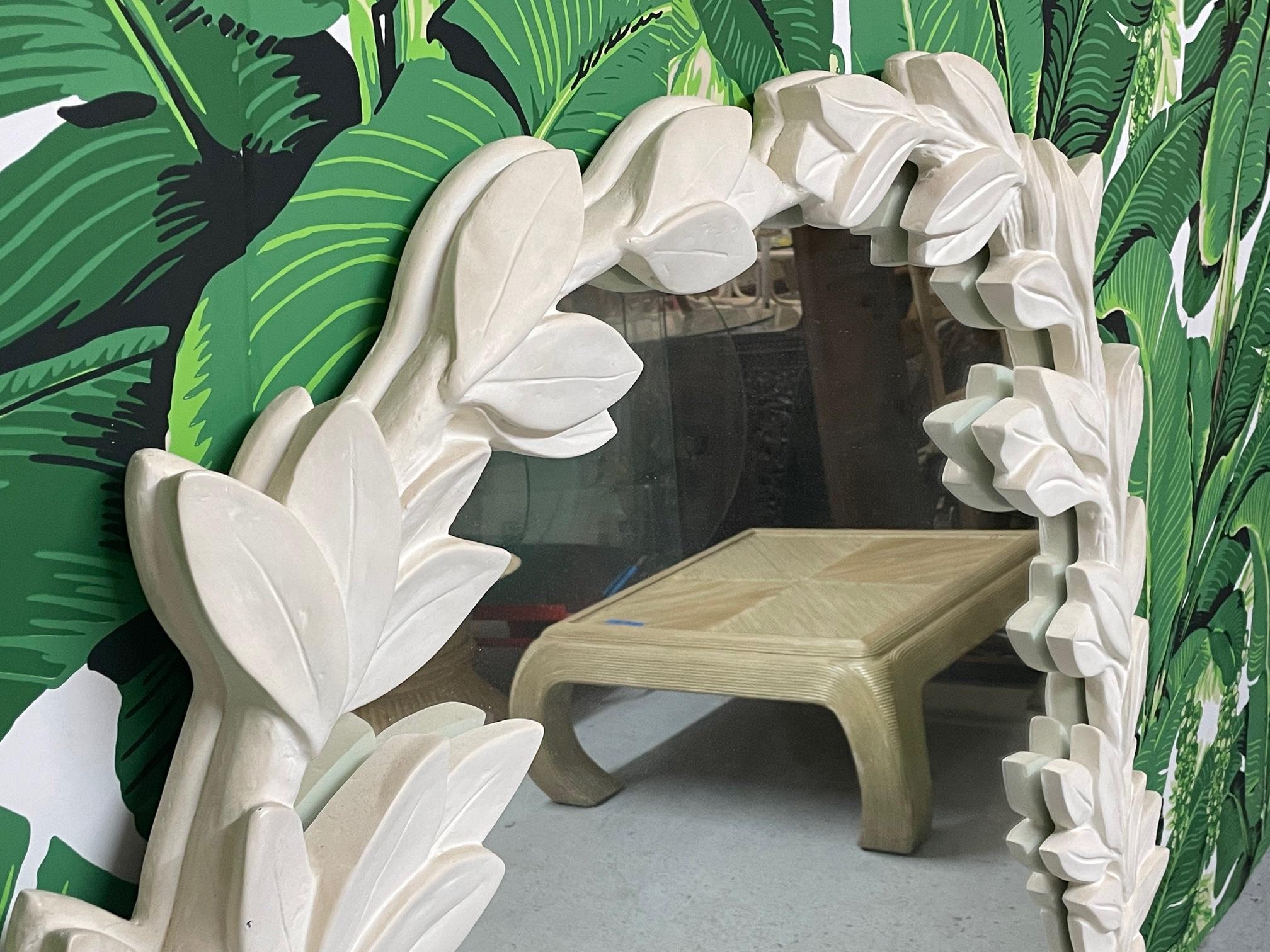 Hollywood Regency Large Sculptural Leaf Wall Mirror in the Style of Dorothy Draper For Sale