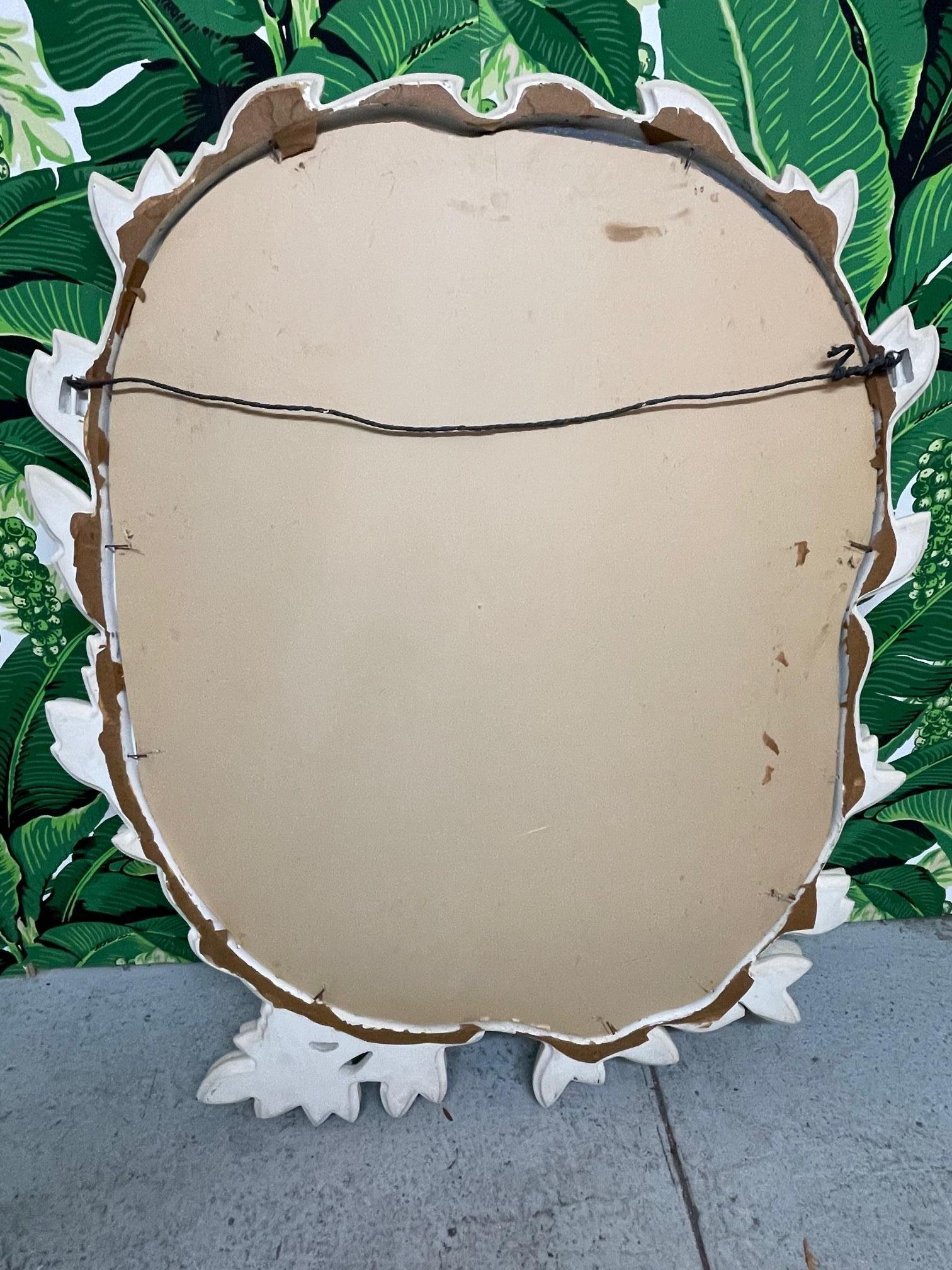 Plaster Large Sculptural Leaf Wall Mirror in the Style of Dorothy Draper For Sale