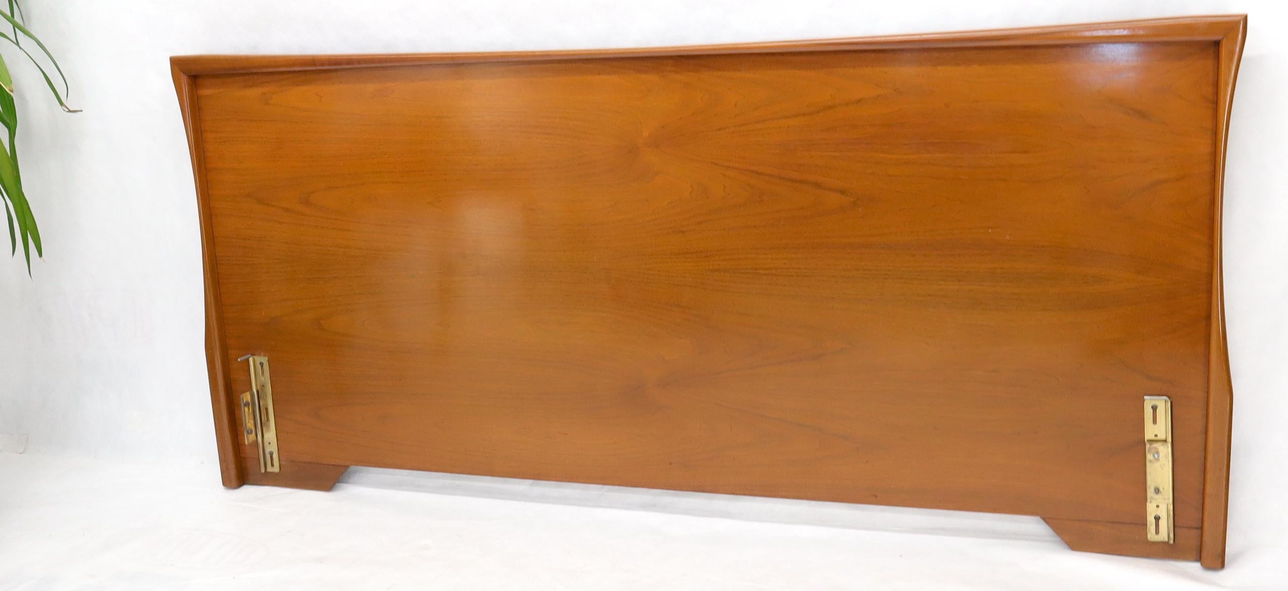 Lacquered Large Sculptural Light Mid-Century Modern Walnut King Size Headboard Bed For Sale