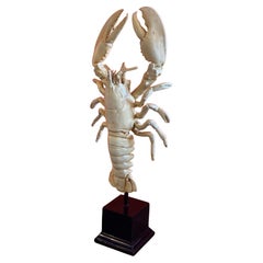 Large Sculptural Lobster Specimen on Stand, Coastal Nautical Style