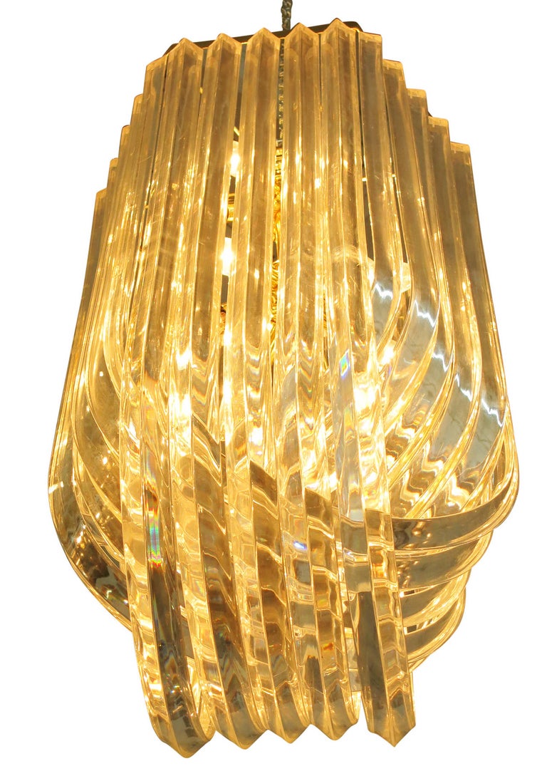 Large Sculptural Lucite Ribbon Chandelier For Sale at 1stDibs