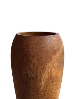 Large Sculptural Teak Wood Vase