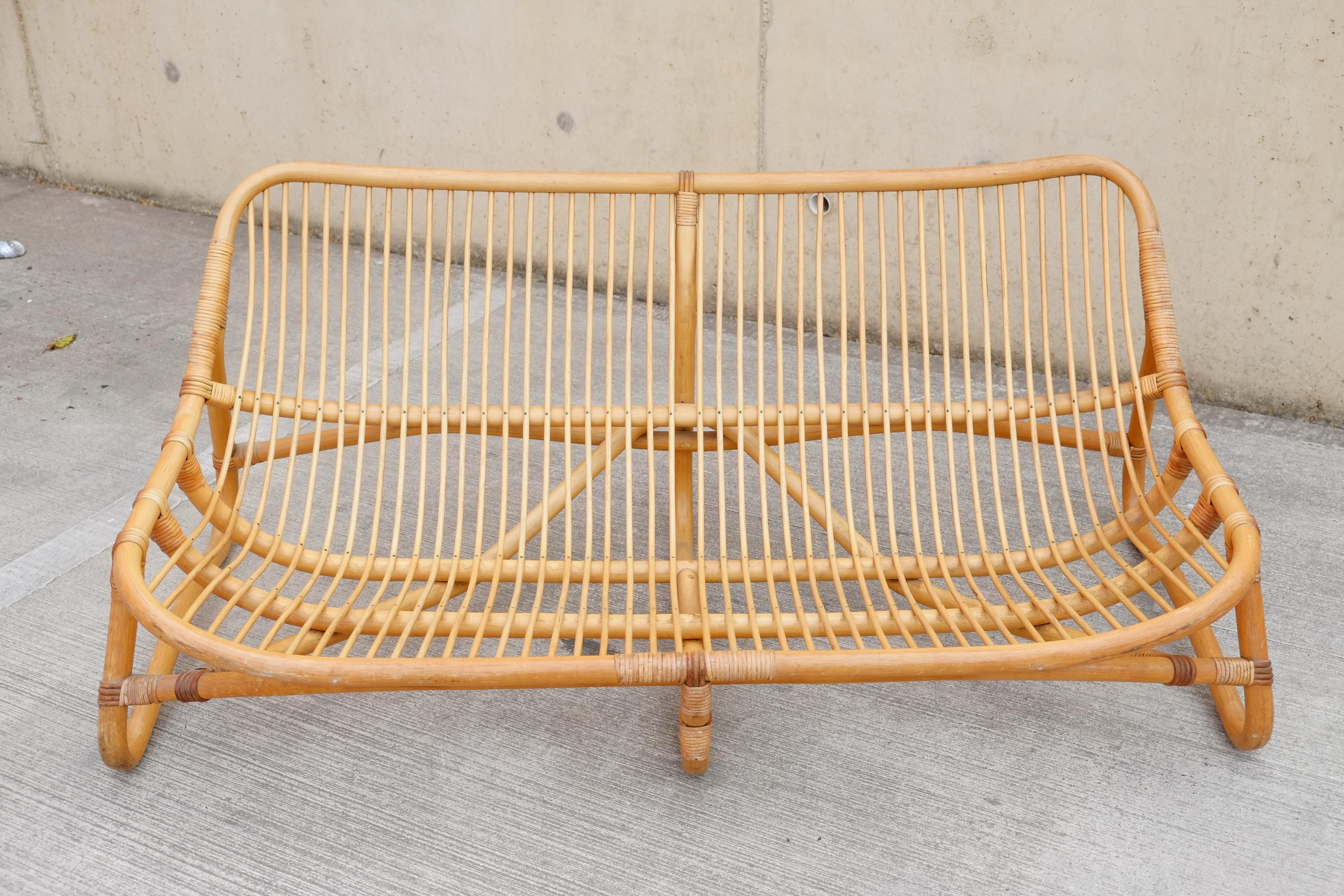 20th Century Mid Century Albini Style Bamboo Sofa Angraves of Leicester For Sale