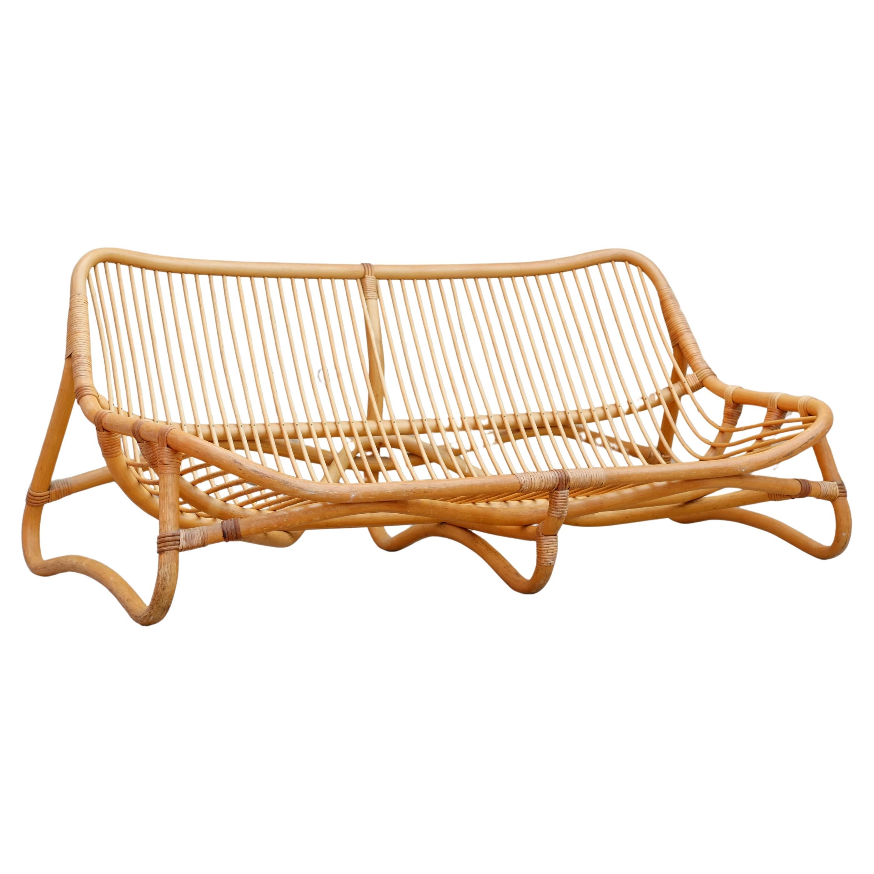 Mid Century Albini Style Bamboo Sofa Angraves of Leicester For Sale
