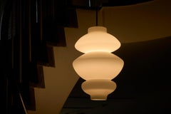 Large Sculptural Mid Century Pendant Lamp in Opaline Glass 1960