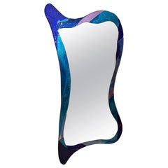 Large sculptural Murano glass art mirror