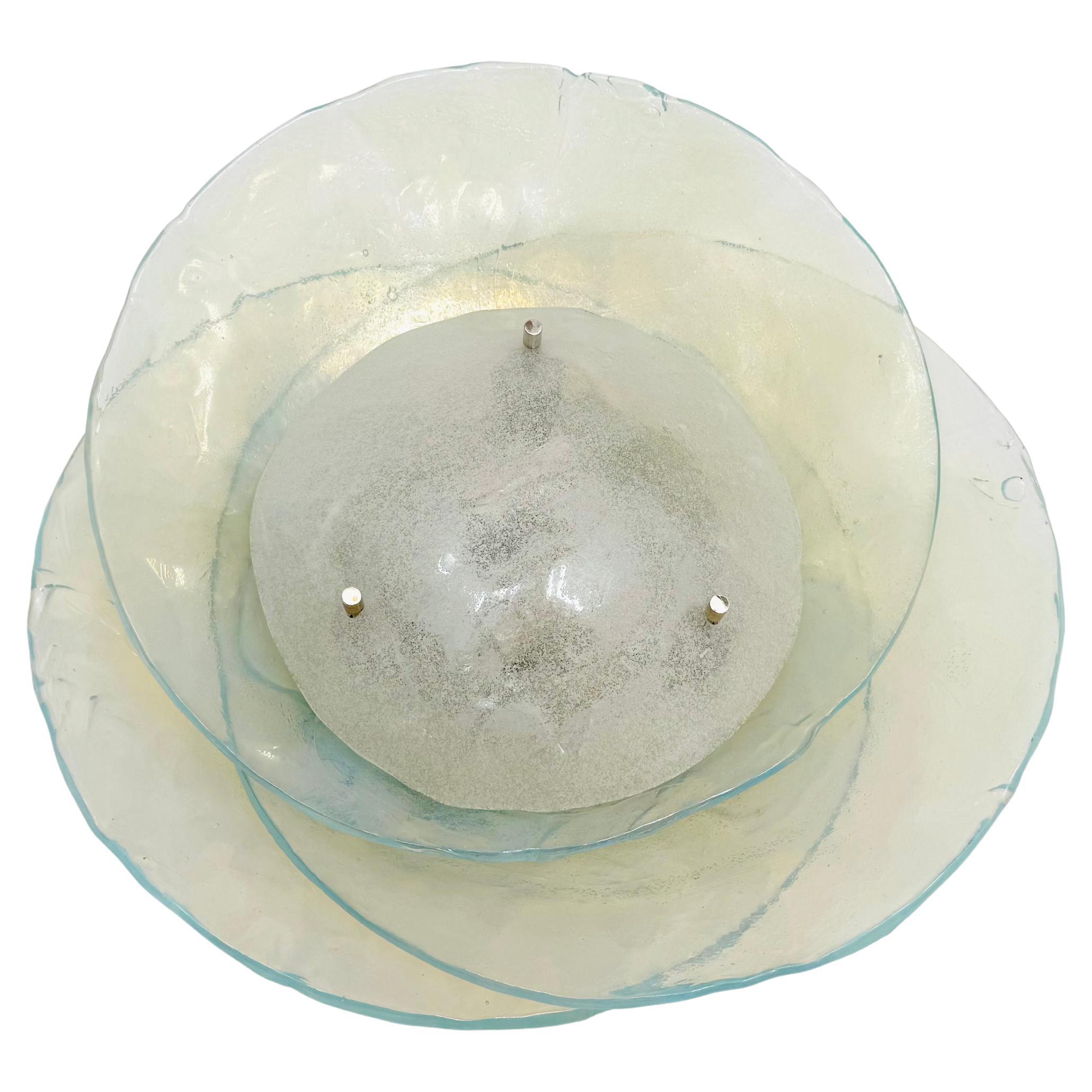 Large Sculptural Murano Glass Wall or Flush Lamp by Carlo Nason for Mazzega For Sale