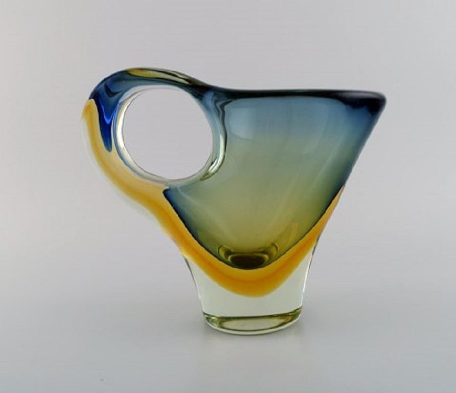 Modern Large Sculptural Murano Vase / Pitcher in Mouth-Blown Art Glass, 1960s-1970s