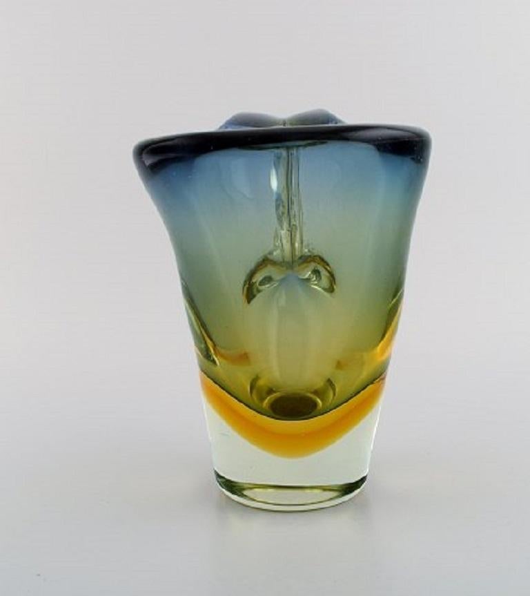 Italian Large Sculptural Murano Vase / Pitcher in Mouth-Blown Art Glass, 1960s-1970s