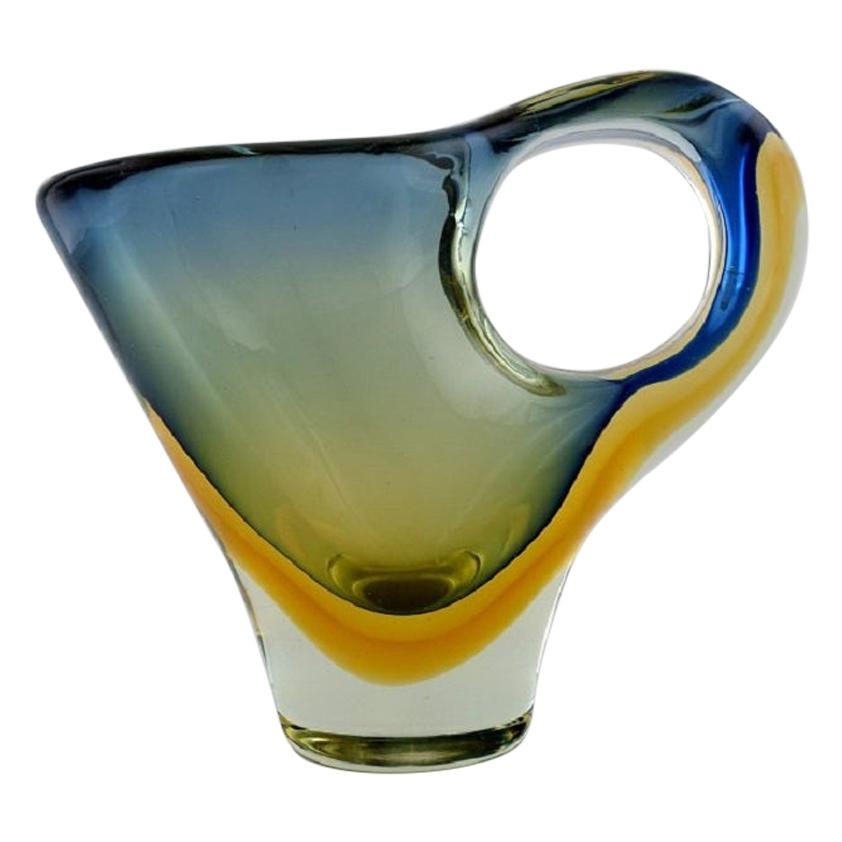 Large Sculptural Murano Vase / Pitcher in Mouth-Blown Art Glass, 1960s-1970s