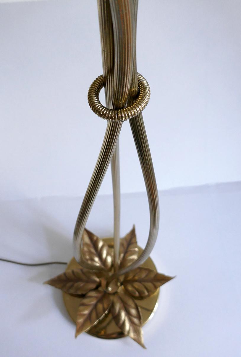 Large Sculptural Organic Brass and Gilt Metal Flower Leaf Floor Light, 1960s In Good Condition For Sale In Berlin, DE