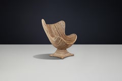 Large Sculptural Rattan Lounge or Egg Chair, Italy, 1980s
