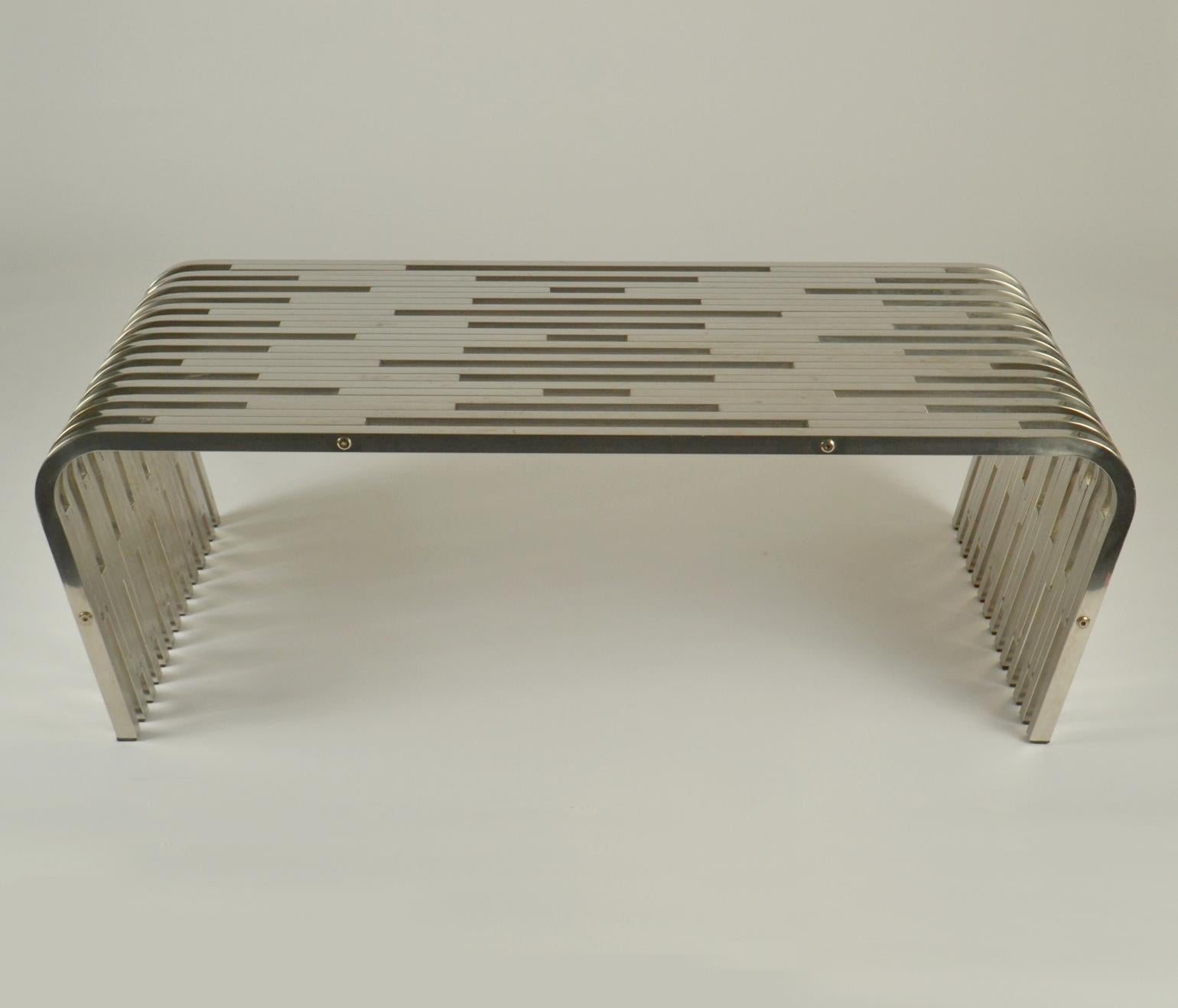 Mid-Century Modern Large Sculptural Relief Stainless Steel Coffee Table For Sale