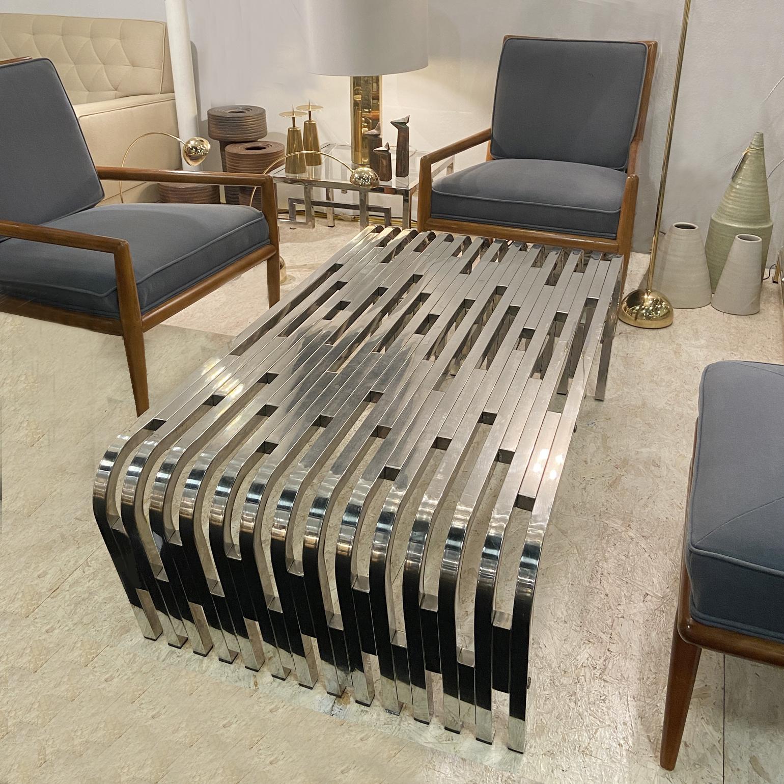 Large Sculptural Relief Stainless Steel Coffee Table For Sale 1