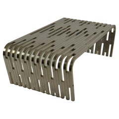 Retro Large Sculptural Relief Stainless Steel Coffee Table