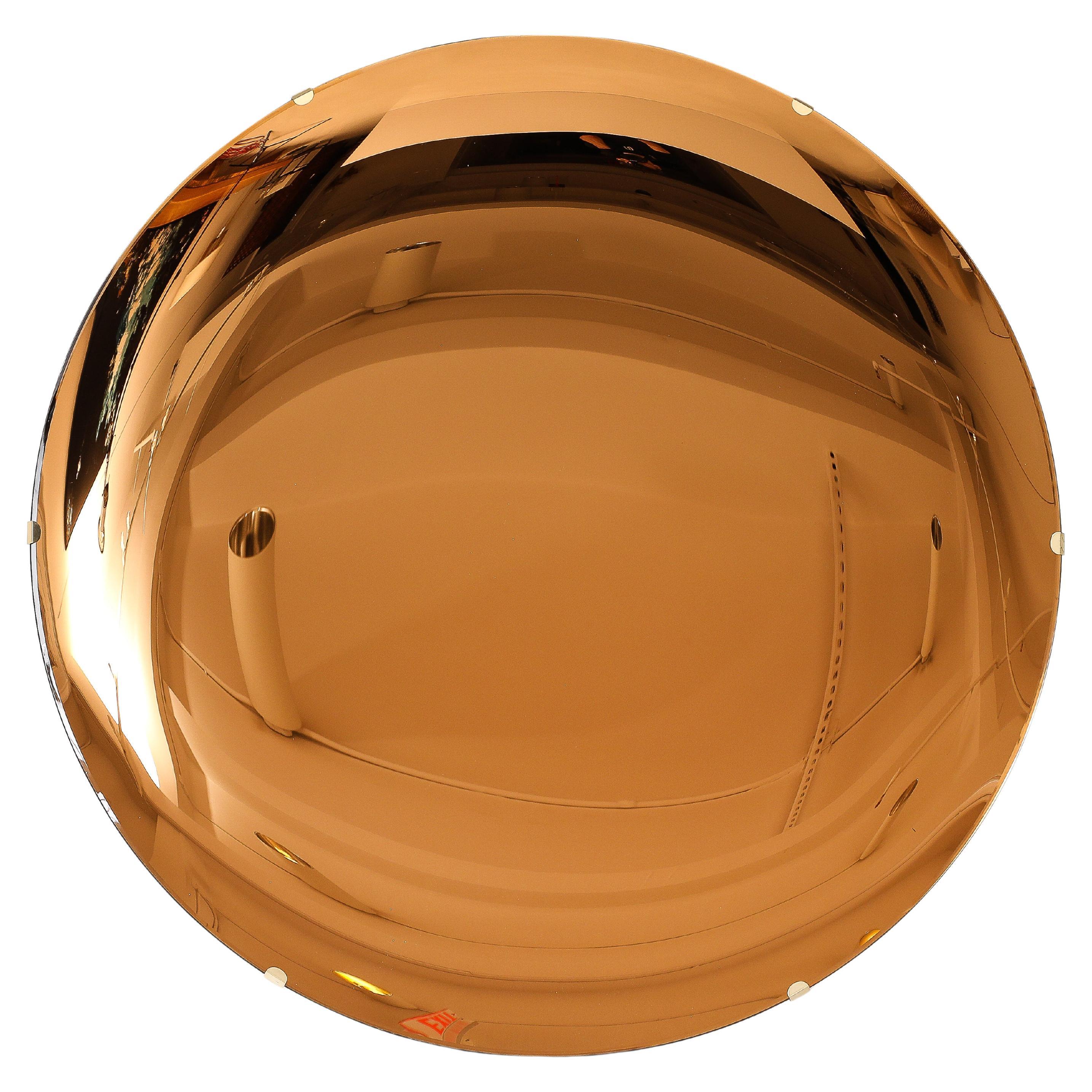 Large Sculptural Round Concave Amber Bronze Mirror or Wall Art, Italy, 63" diam. For Sale