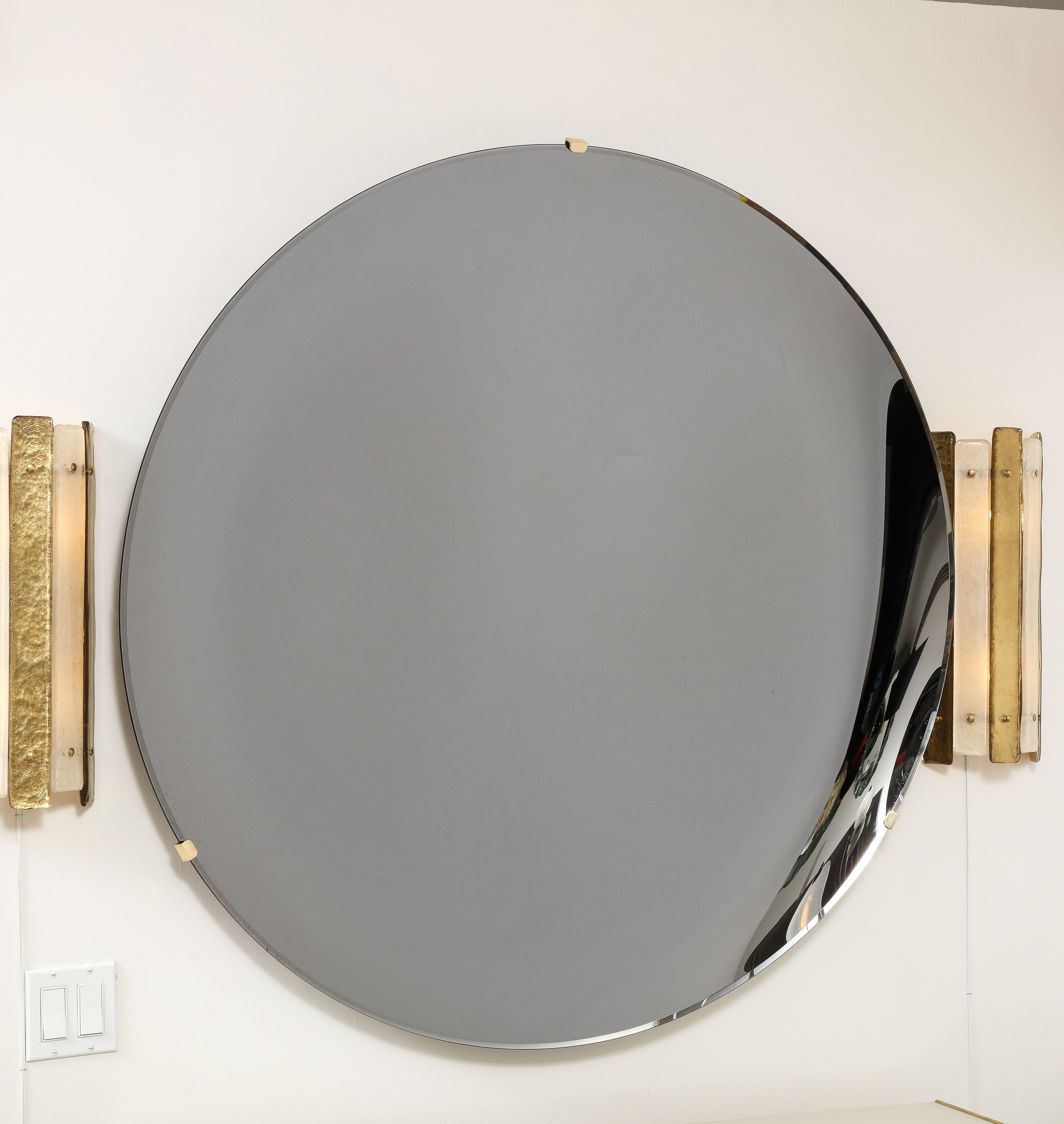Großer skulpturaler runder konkaver schwarzer Silberspiegel oder Wandspiegel, Italien, 47 Zoll Durchmesser. im Angebot 5