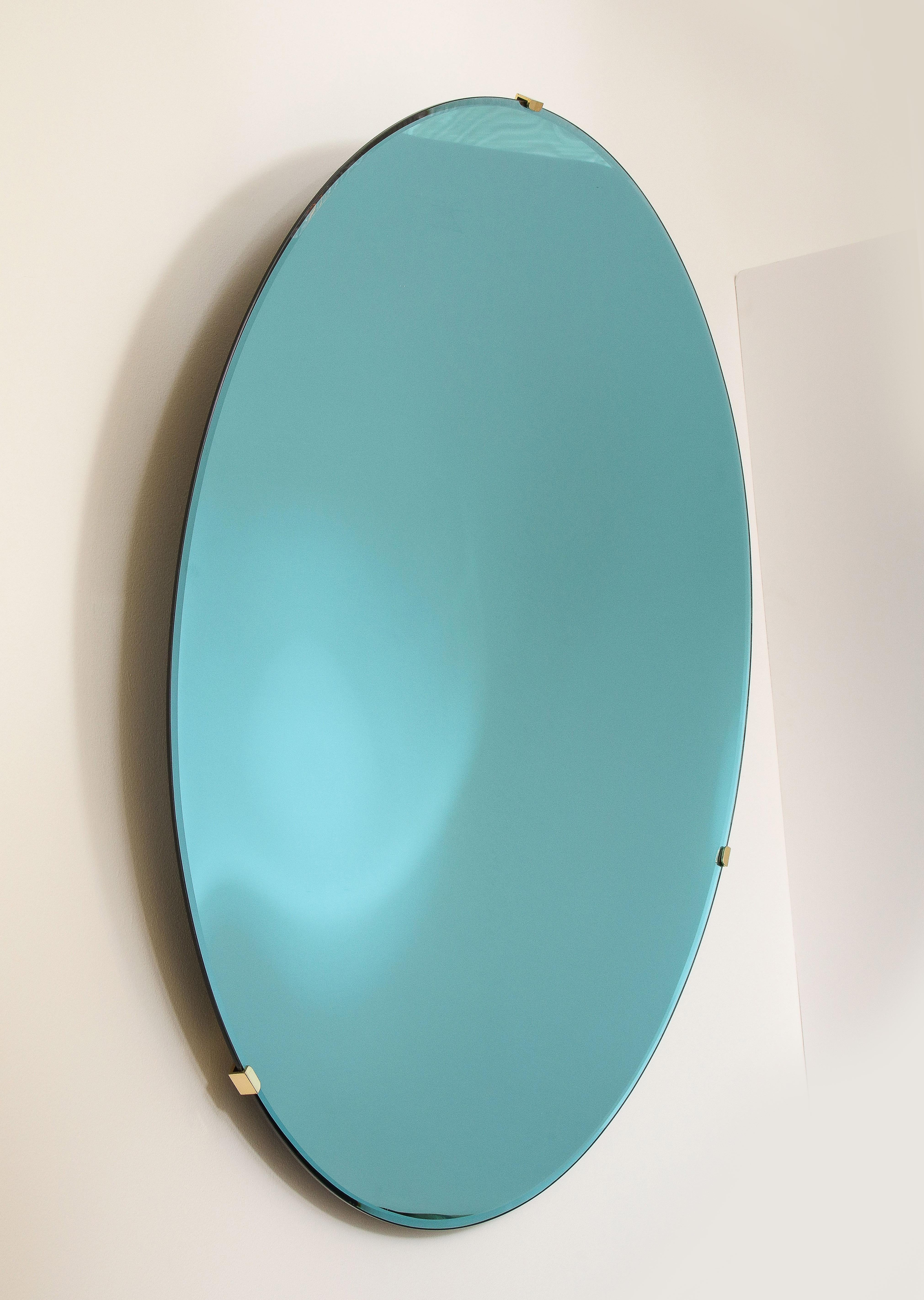 Großer skulpturaler runder konkaver blau-grüner Spiegel oder Wandkunst, Italien, 2022 (Italienisch)