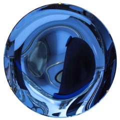 Large Sculptural Round Concave Cobalt Blue Mirror or Wall Sculpture, Italy, 2021