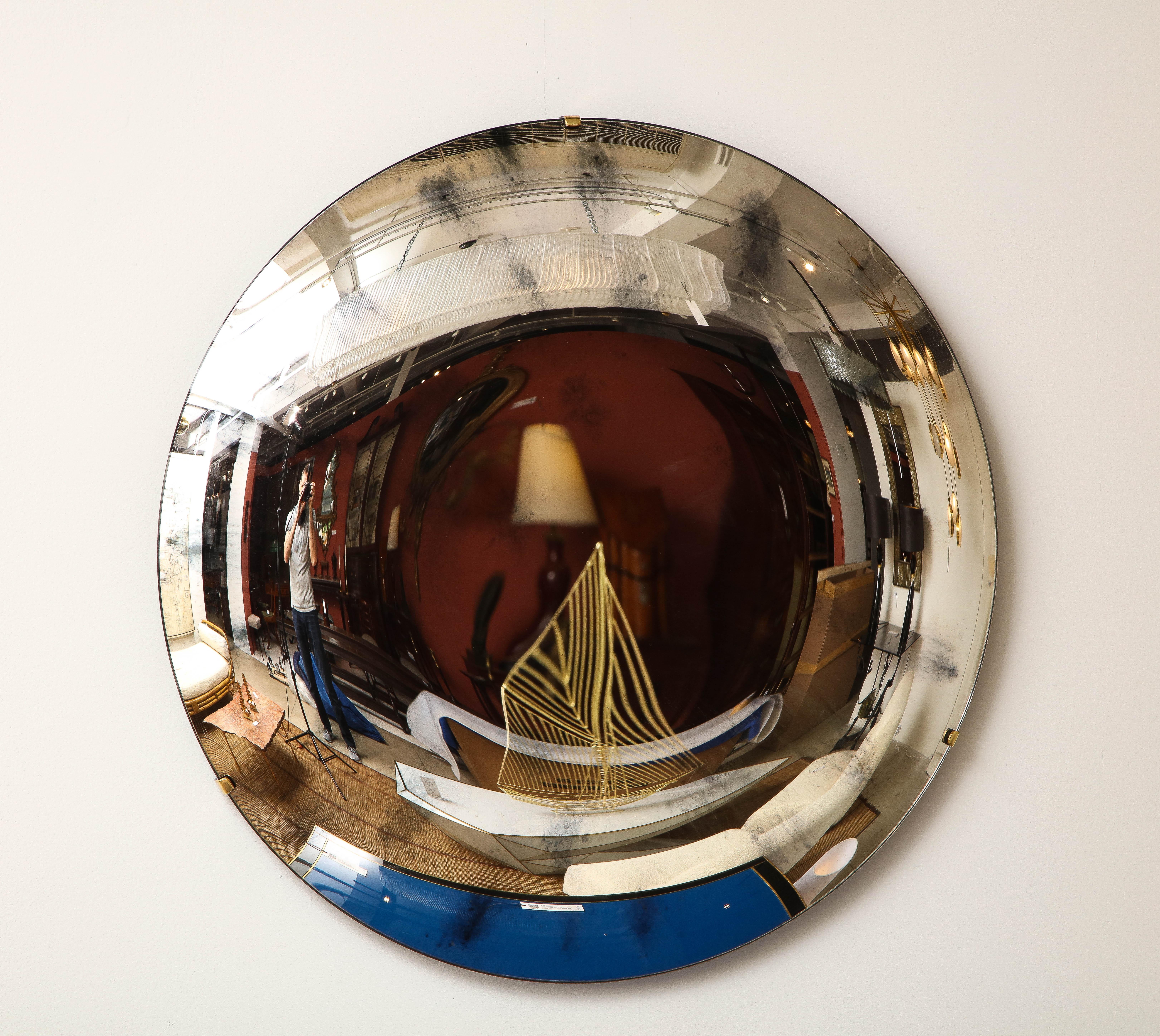Italian Large Sculptural Round Convex Silver Mirror or Wall Sculpture, Italy, 2022