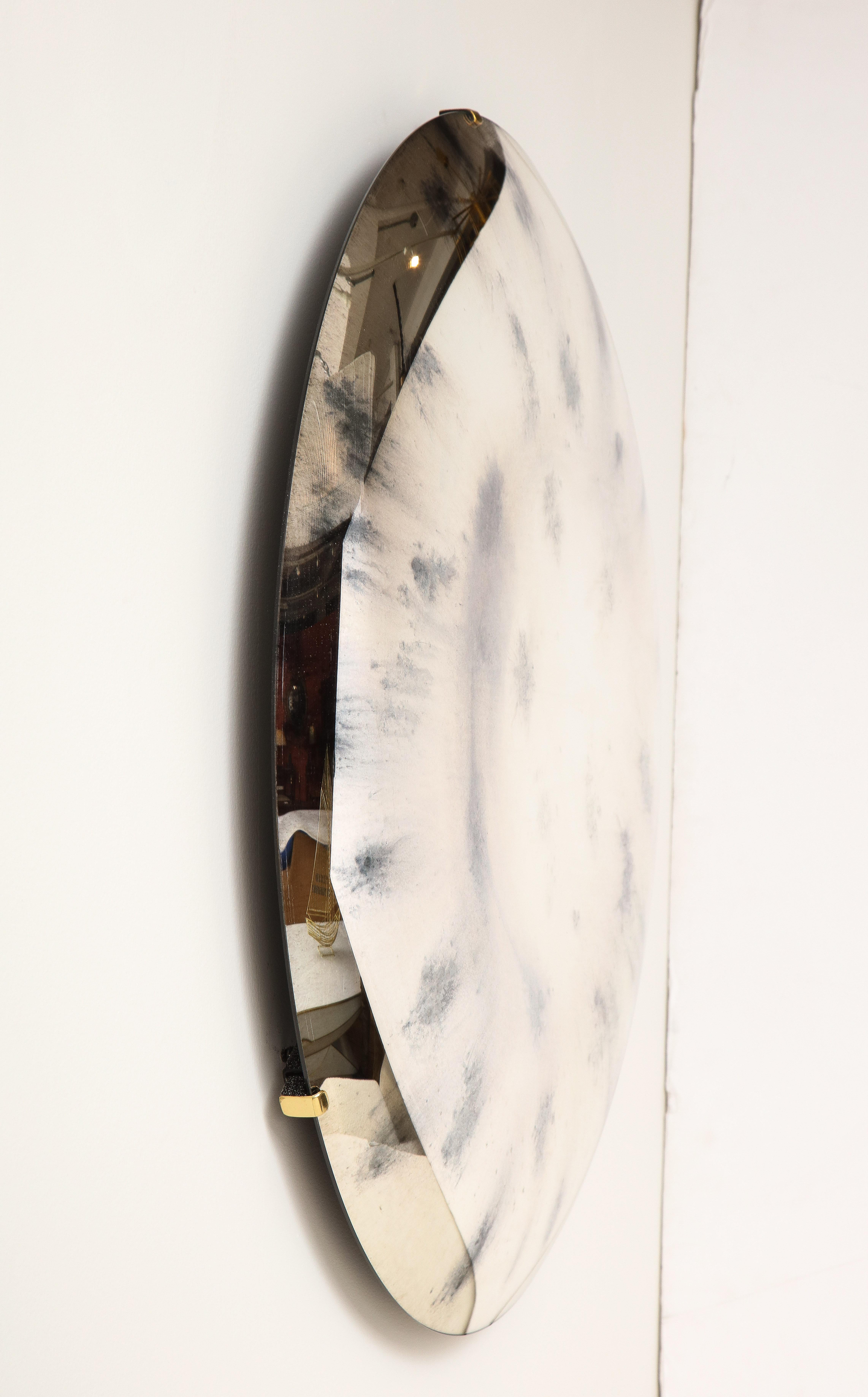 Large Sculptural Round Convex Silver Mirror or Wall Sculpture, Italy, 2022 In New Condition In New York, NY