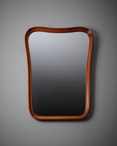 Large sculptural Scandinavian modern wall mirror, Sweden, 1940s