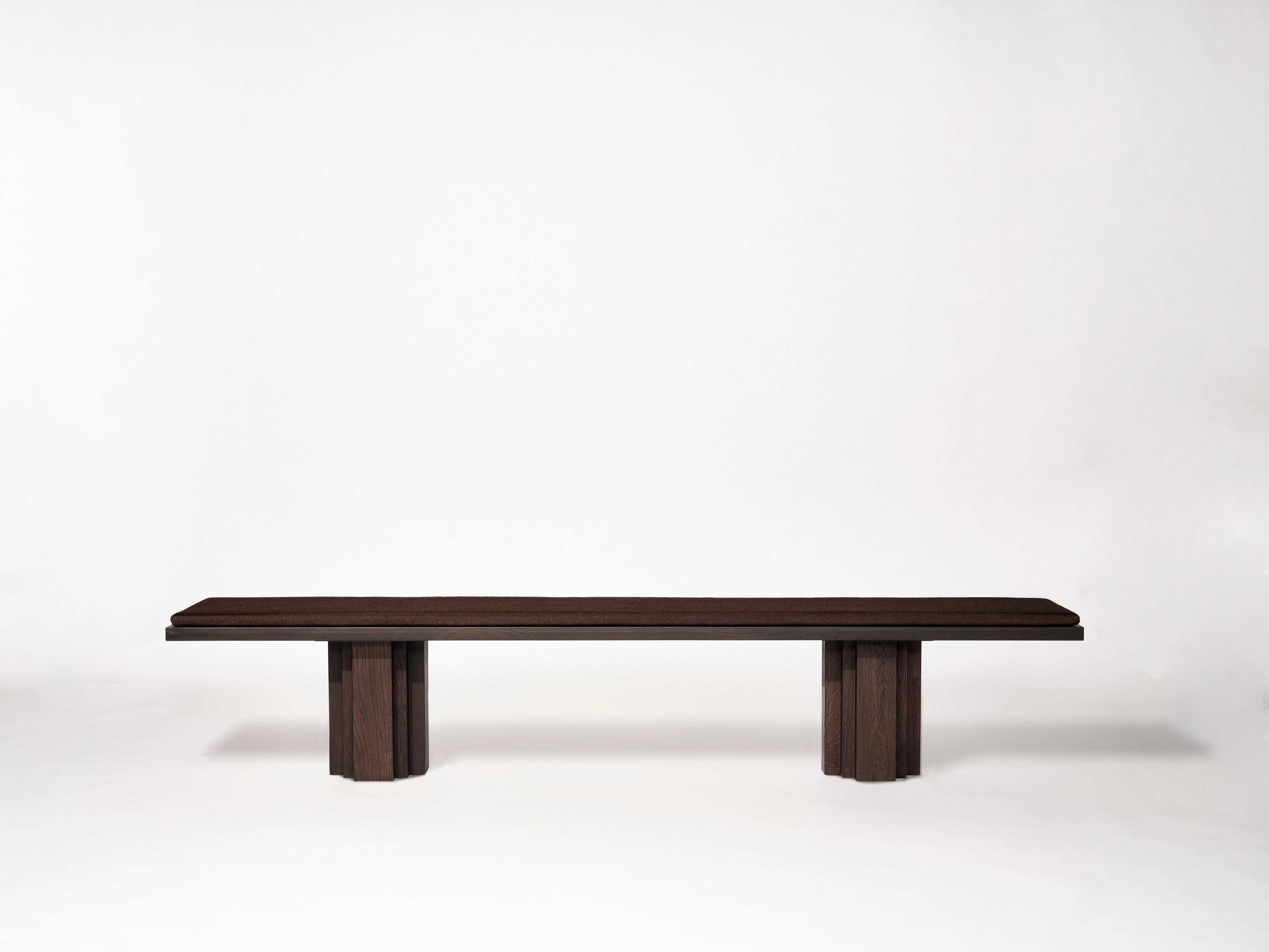 Brutalist Large Sculptural Solid Oak Wooden Brut Bench / Side Table - by Aad Bos for Mokko For Sale