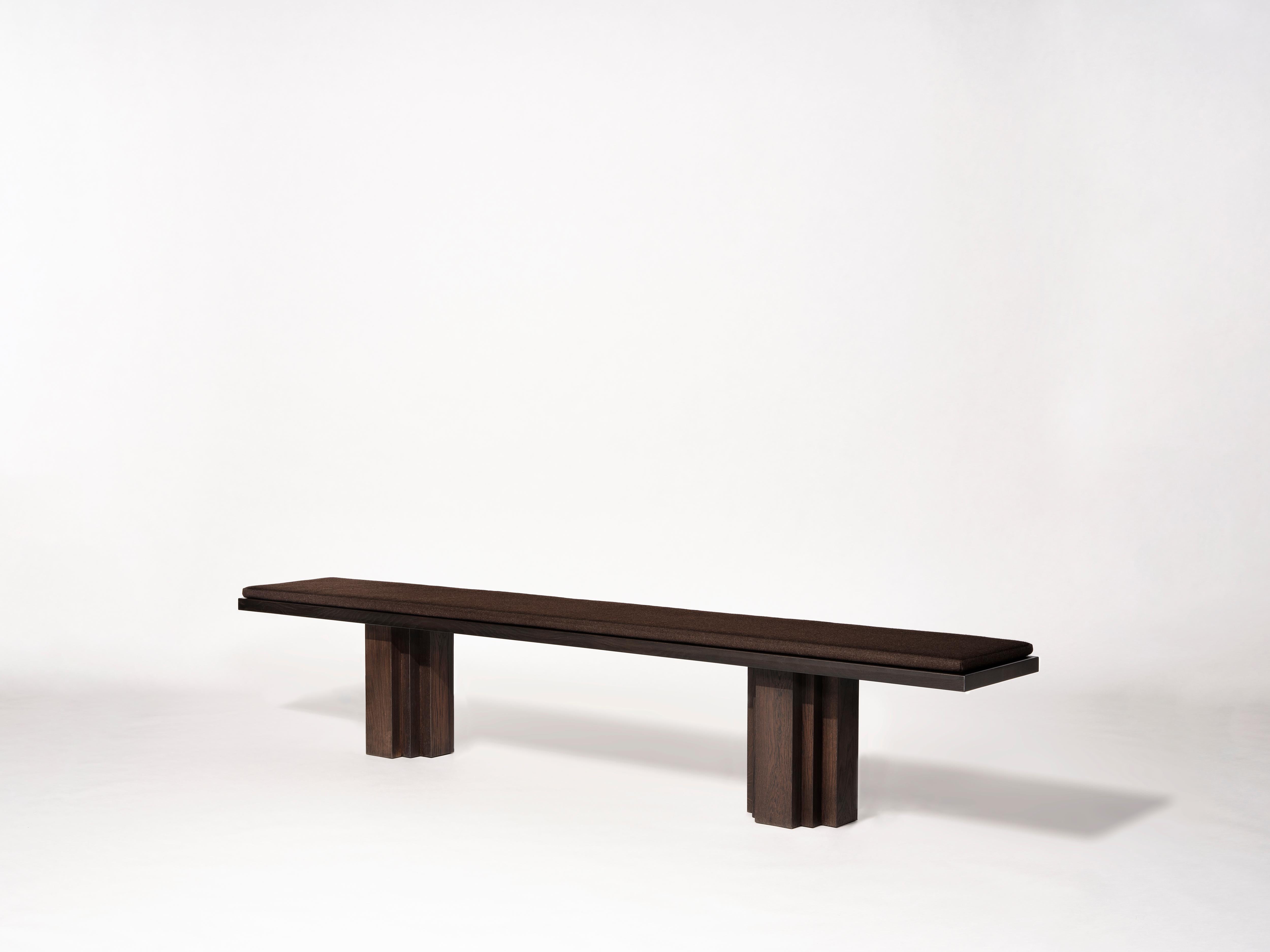 Dutch Large Sculptural Solid Oak Wooden Brut Bench / Side Table - by Aad Bos for Mokko For Sale