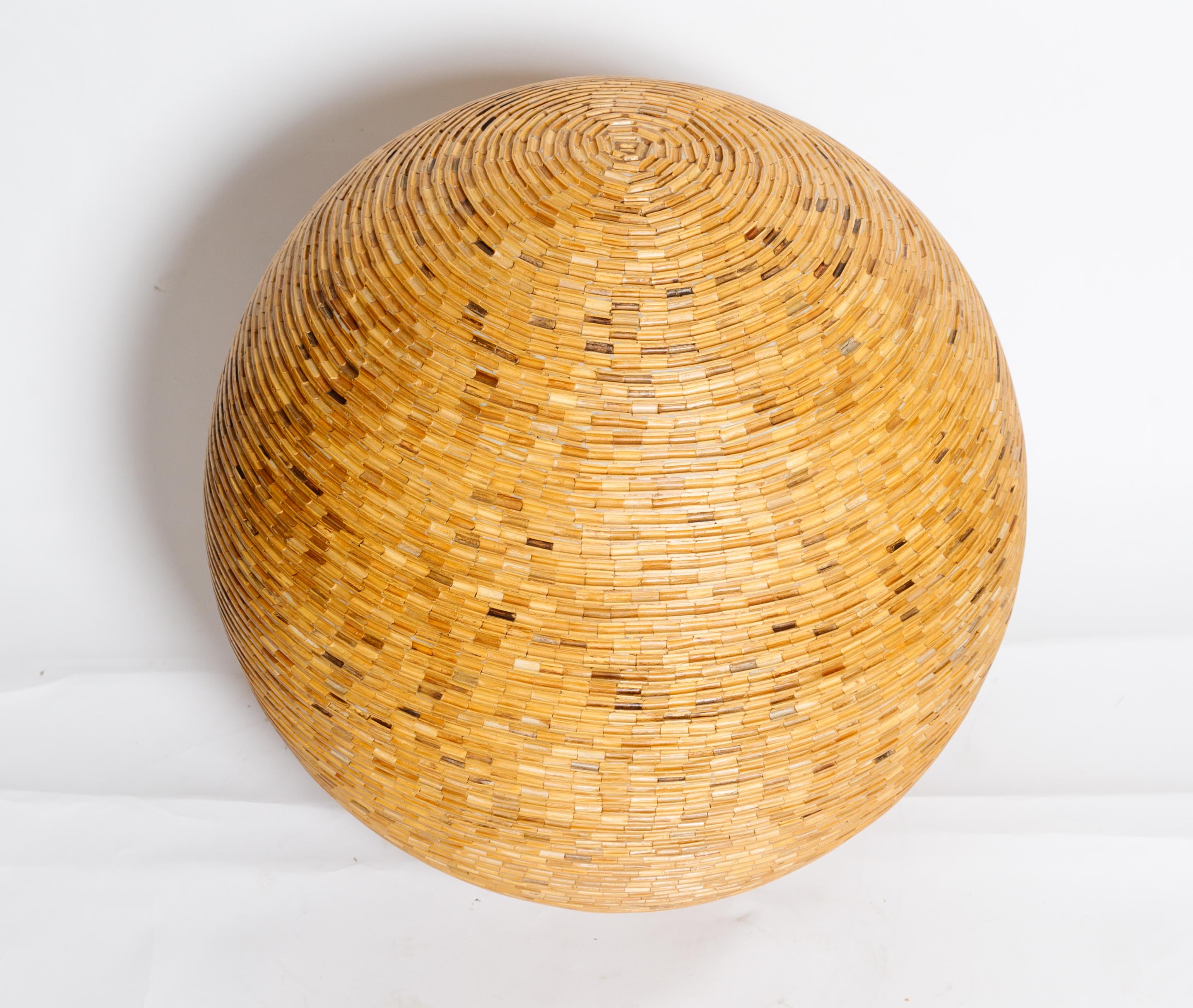 Modern Large Sculptural Sphere Made of Wooden Pieces For Sale