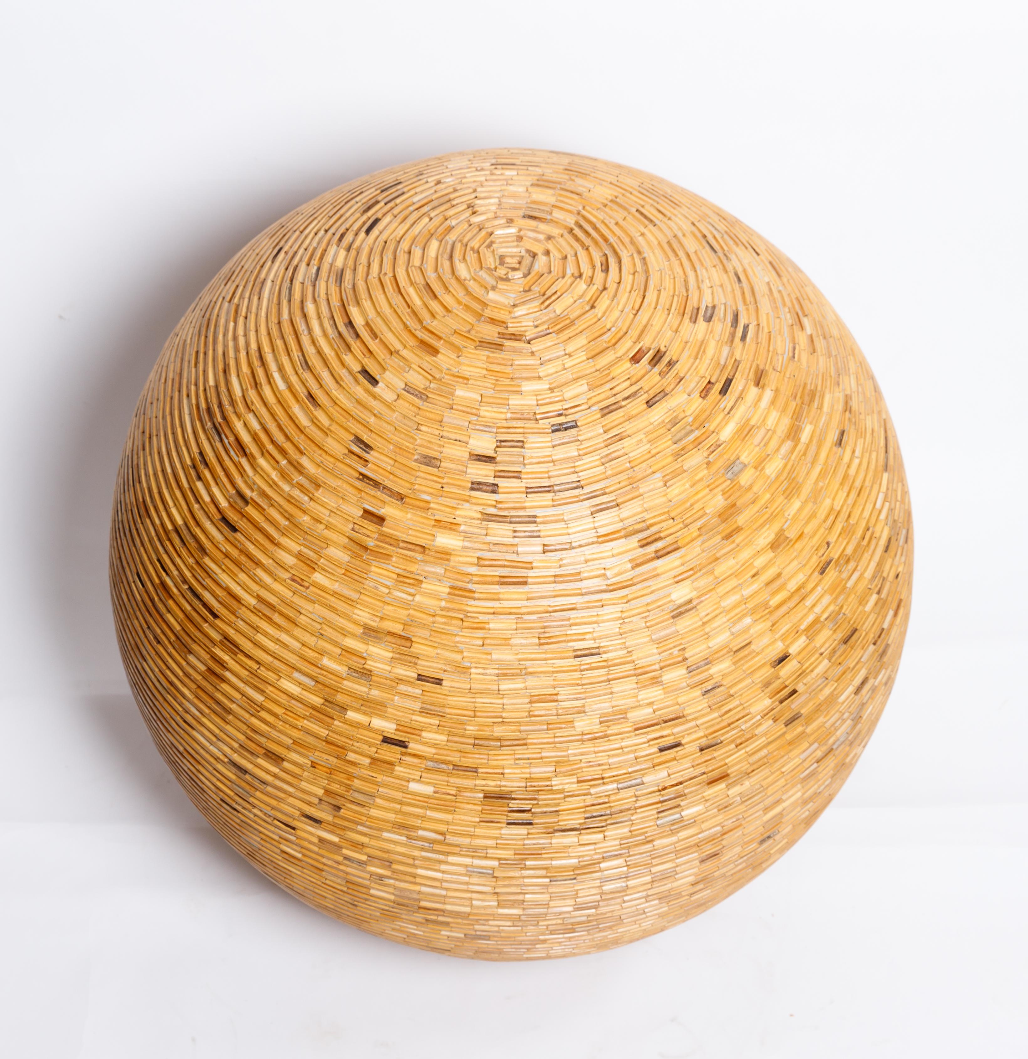 American Large Sculptural Sphere Made of Wooden Pieces For Sale
