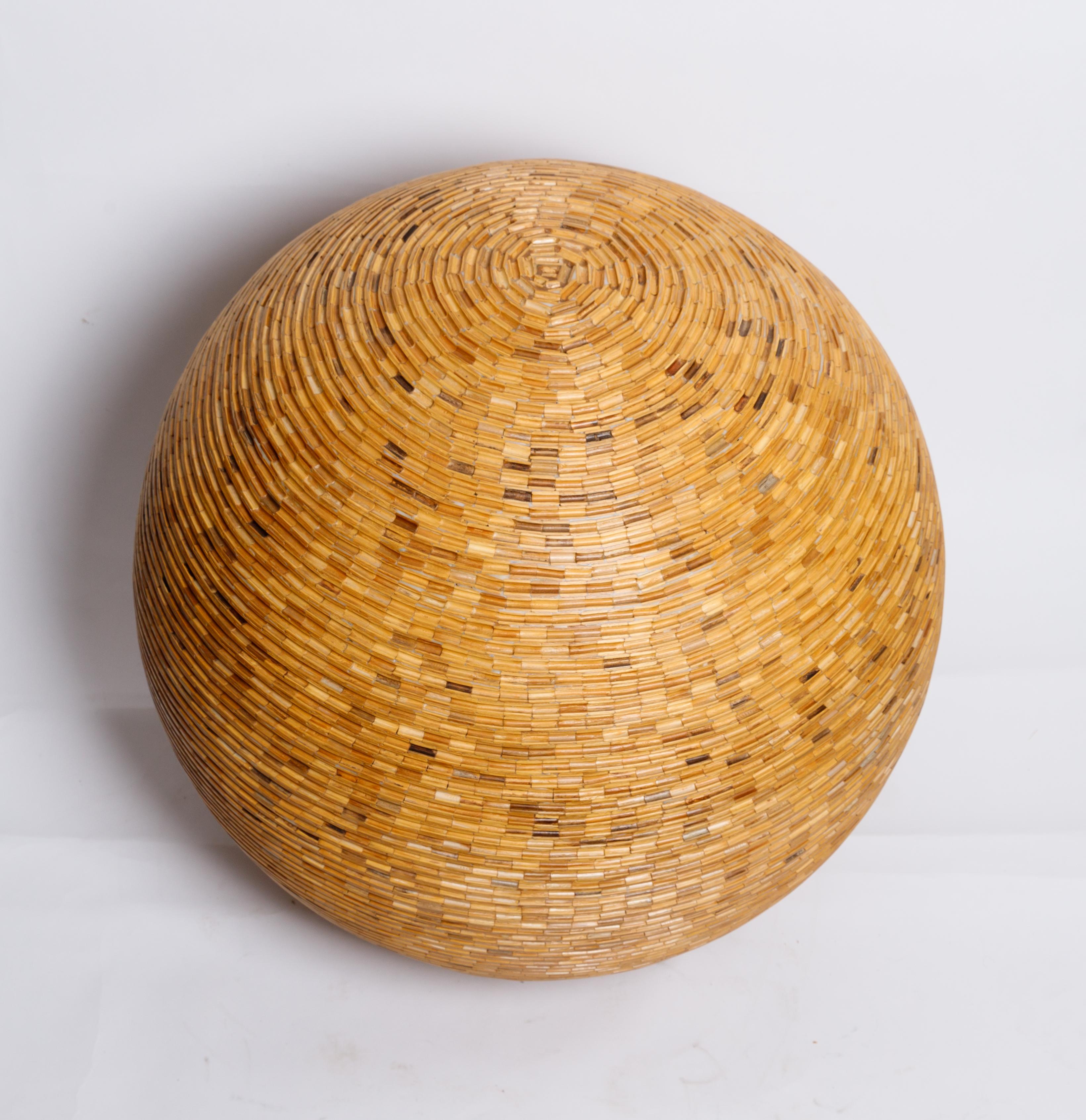 Hand-Crafted Large Sculptural Sphere Made of Wooden Pieces For Sale