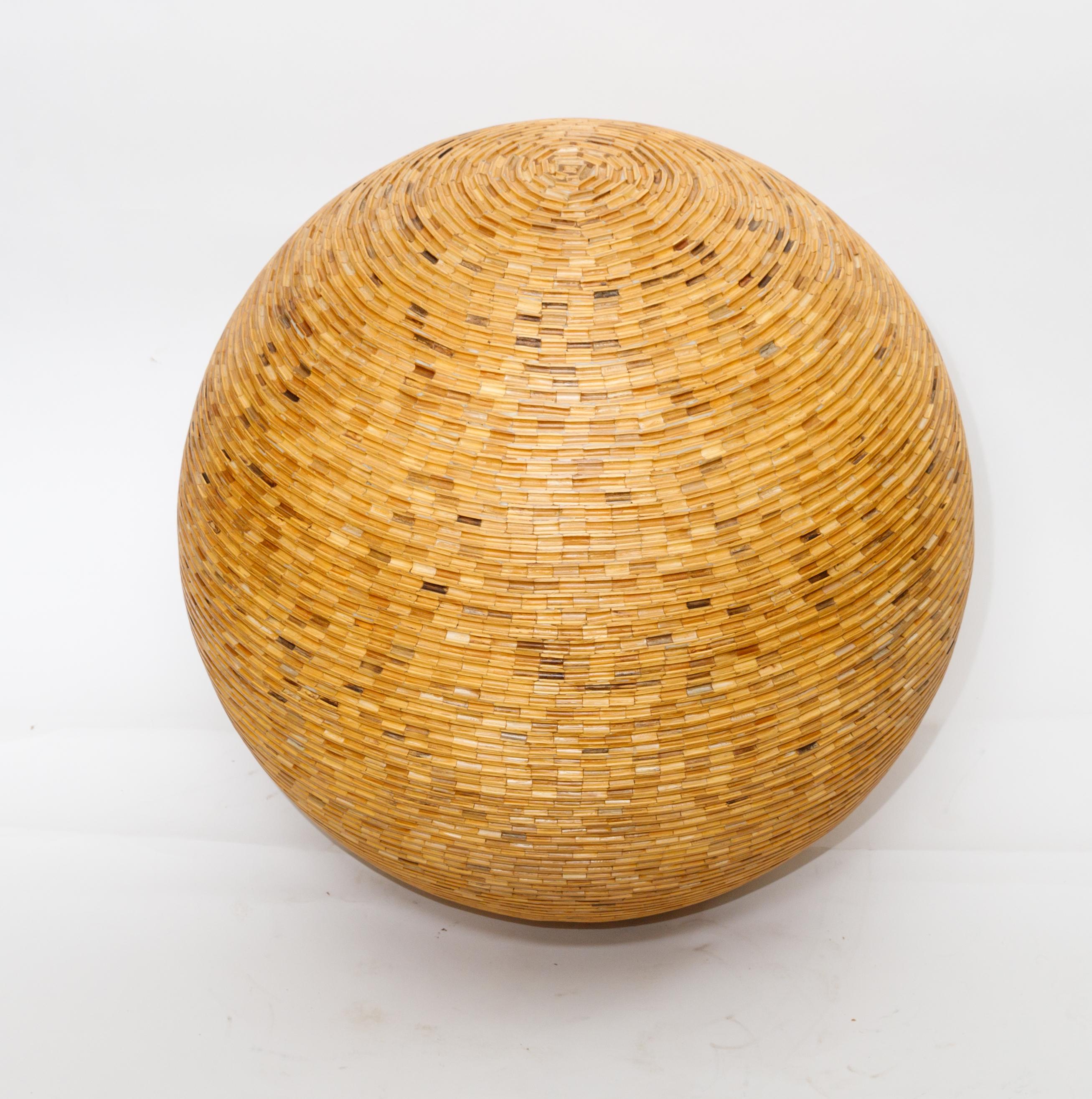 Large Sculptural Sphere Made of Wooden Pieces In Good Condition For Sale In Bridgehampton, NY