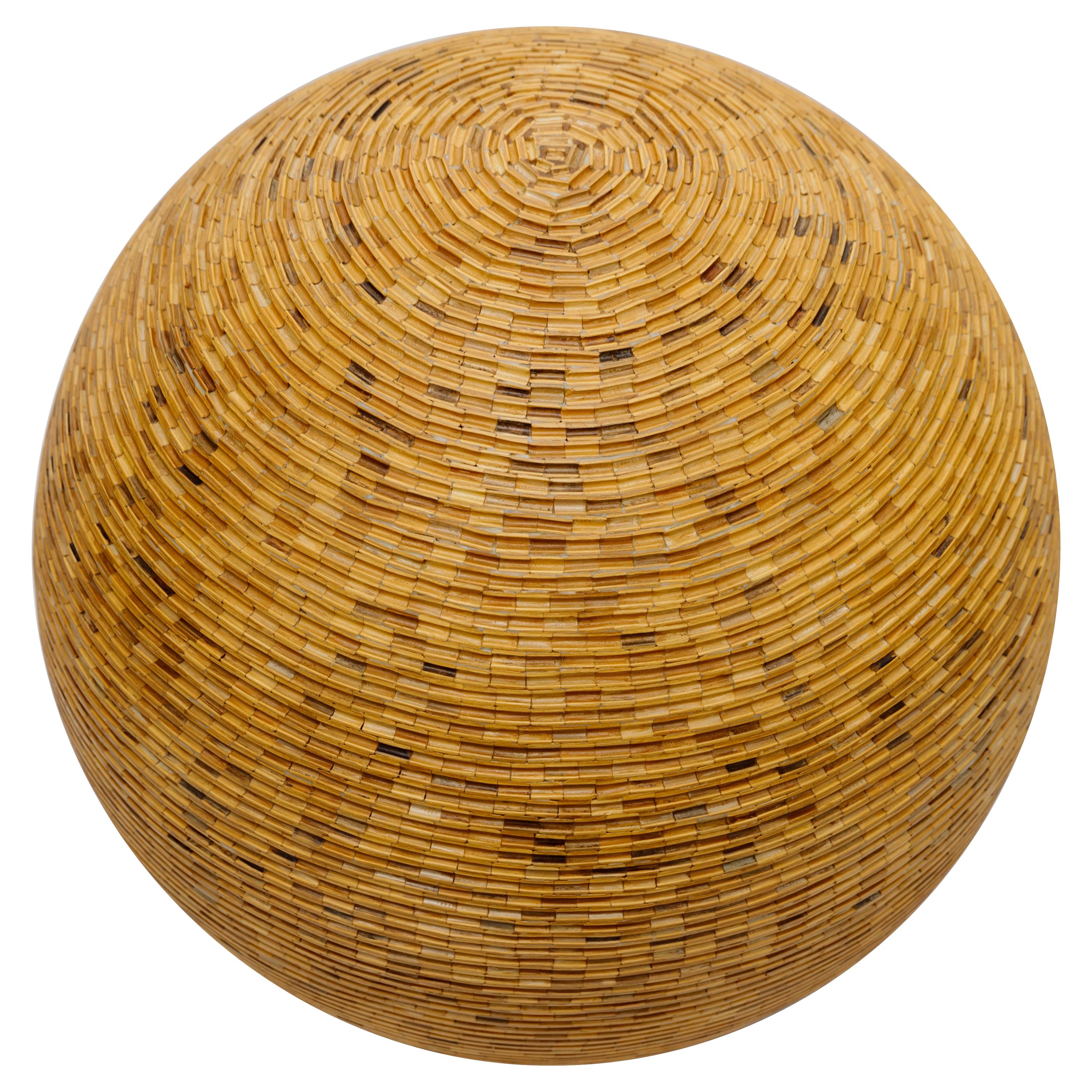 Large Sculptural Sphere Made of Wooden Pieces For Sale