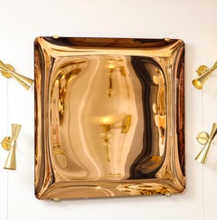 Large Sculptural Square Convex Rose Gold Mirror or Wall Sculpture, Italy, 2022