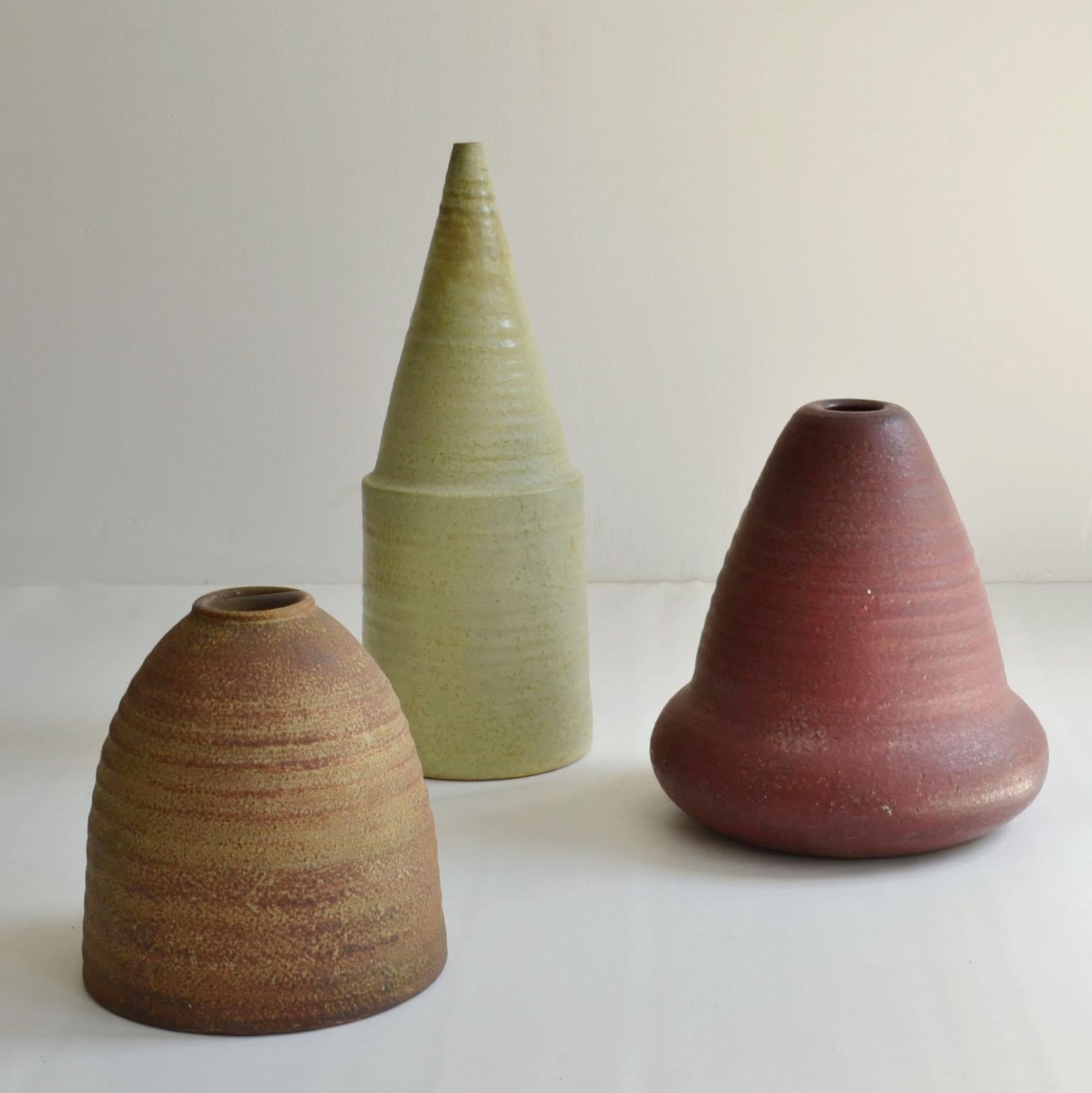 Large Sculptural Studio Ceramic Vases in Natural Tones For Sale 6