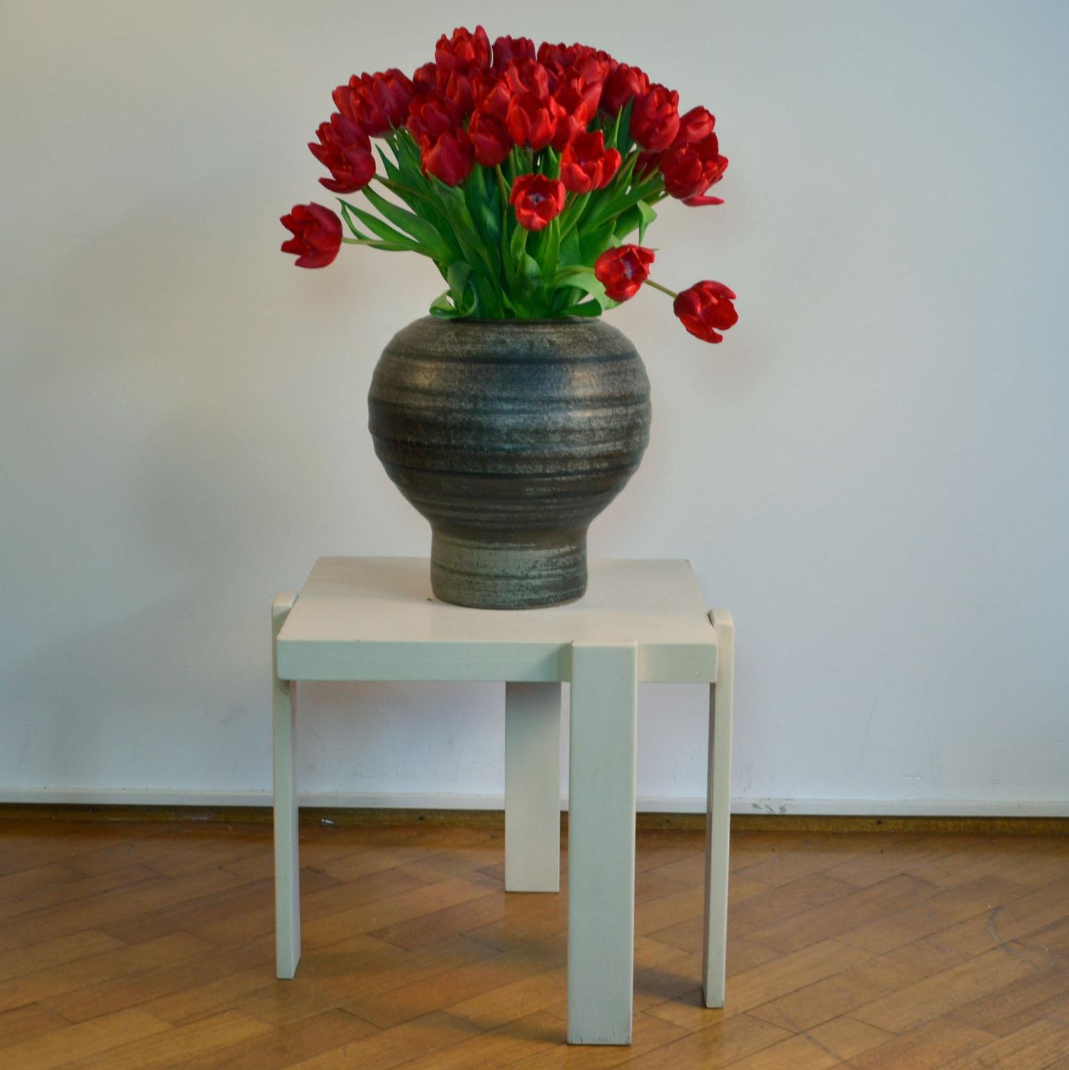 Mid-Century Modern Large Sculptural Studio Ceramic Vases in Natural Tones For Sale