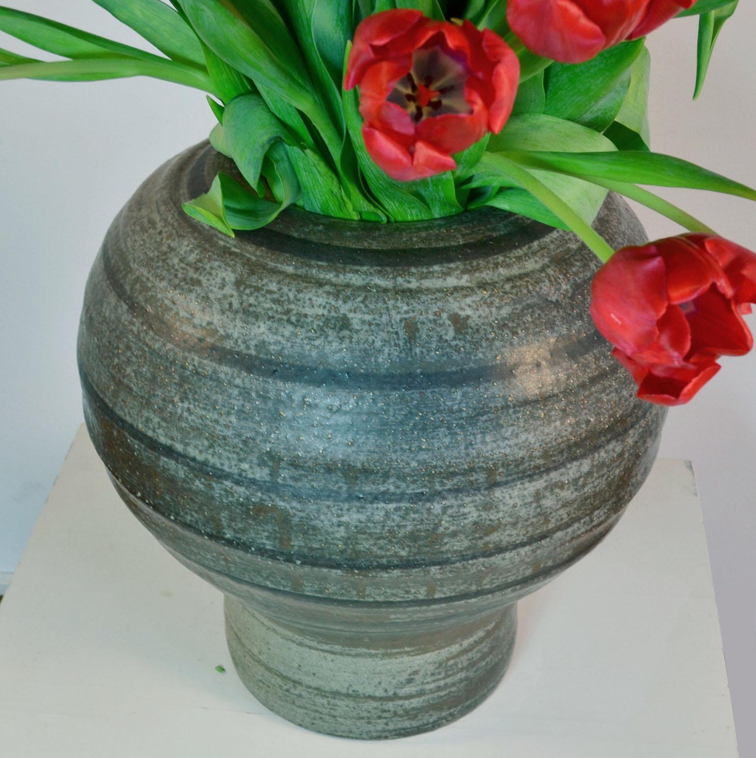European Large Sculptural Studio Ceramic Vases in Natural Tones For Sale
