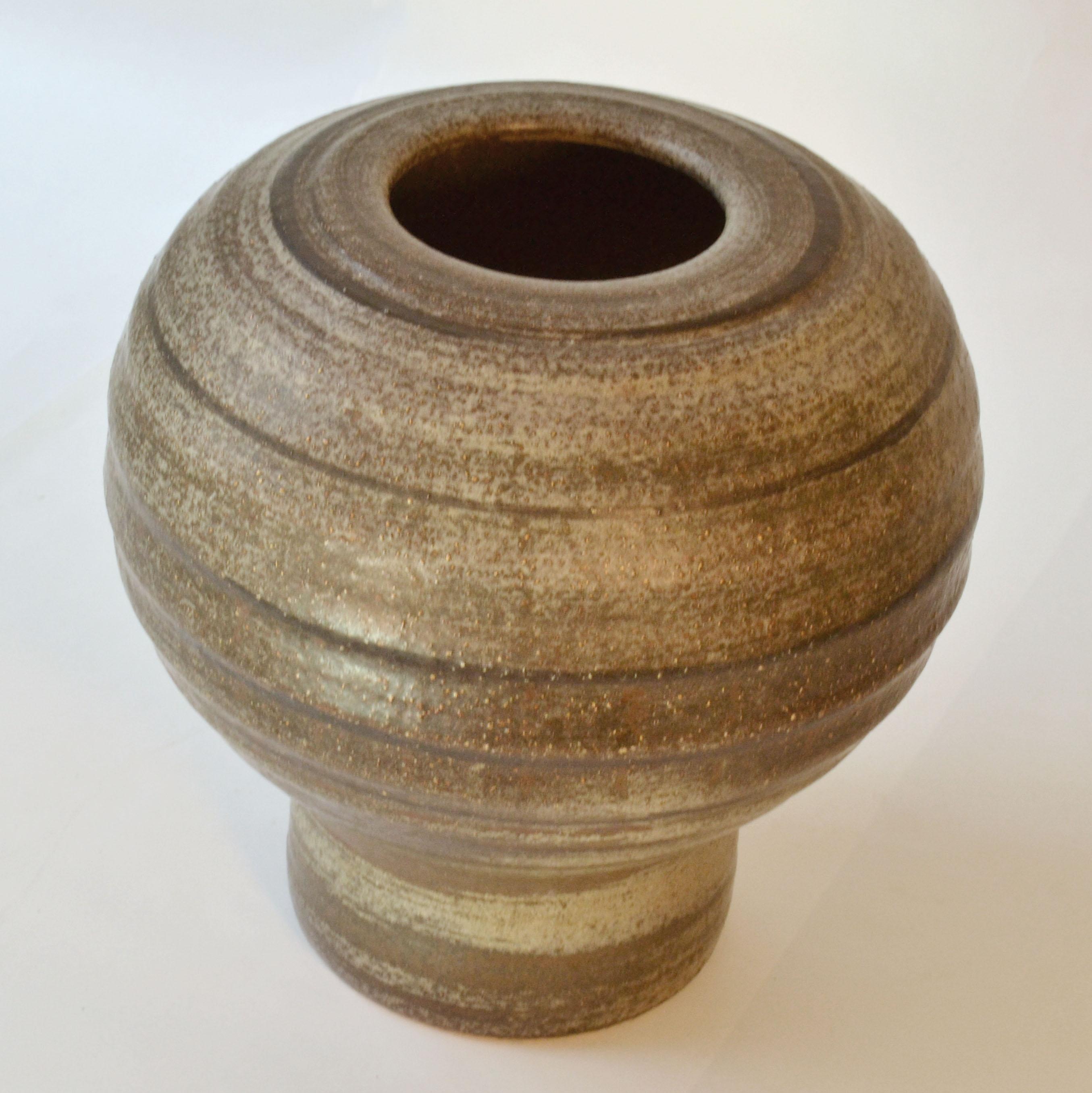 Turned Large Sculptural Studio Ceramic Vases in Natural Tones For Sale