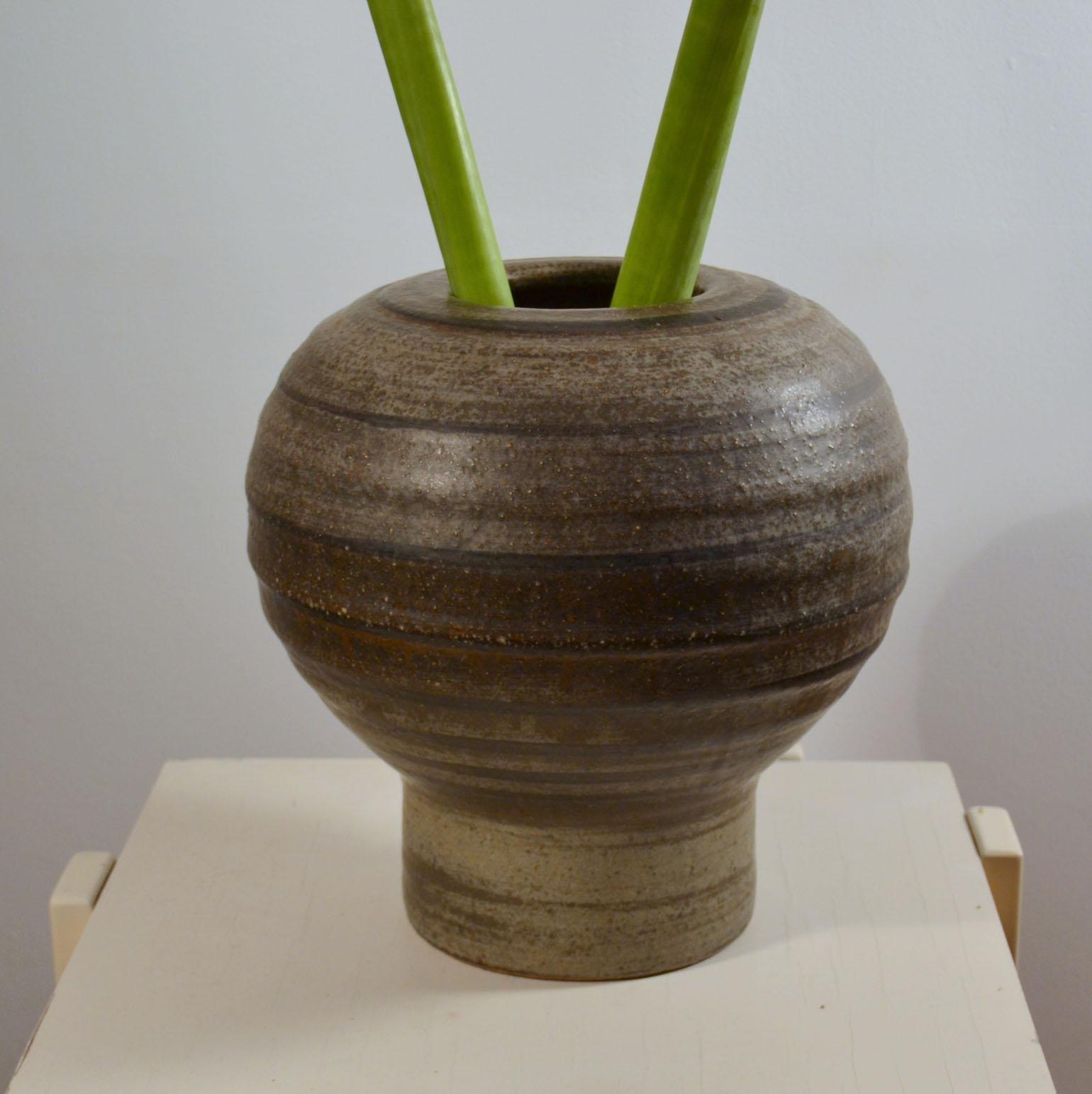 Late 20th Century Large Sculptural Studio Ceramic Vases in Natural Tones For Sale